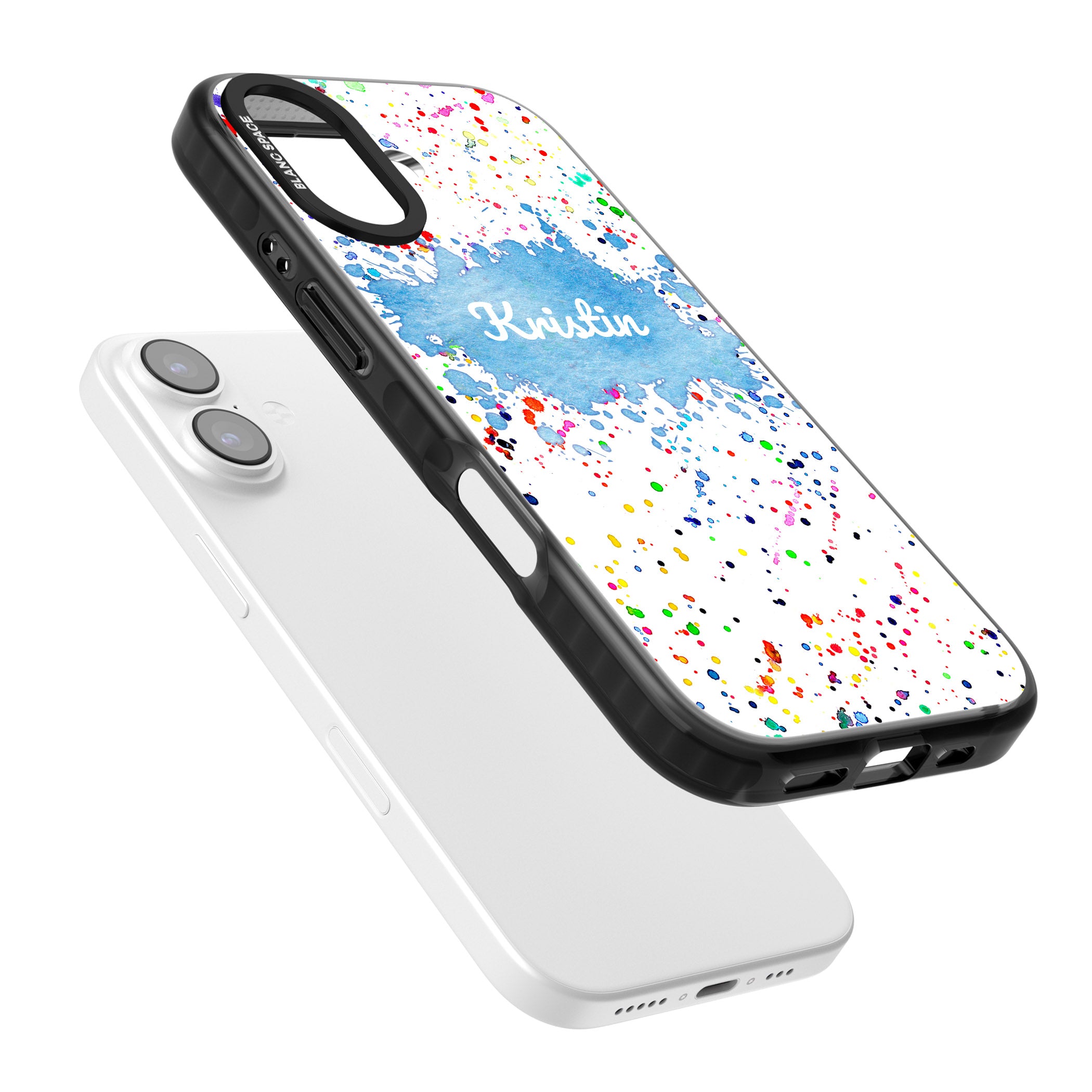 Personalised Rainbow Splatter Name iPhone 17 Impact Pro Black Phone Case Colours