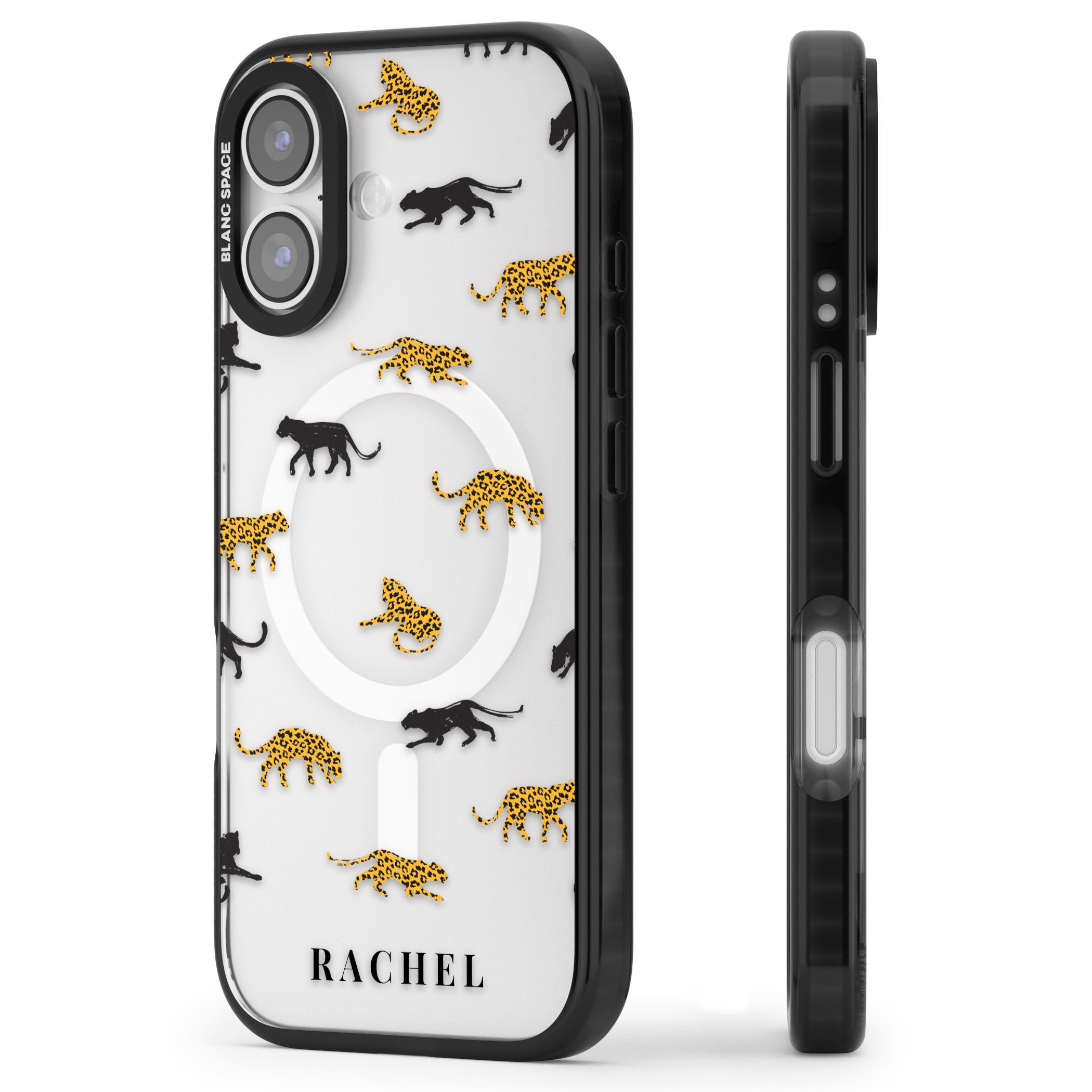 Personalised Jaguar Pattern iPhone 17 Impact Pro Black Phone Case Side Profile