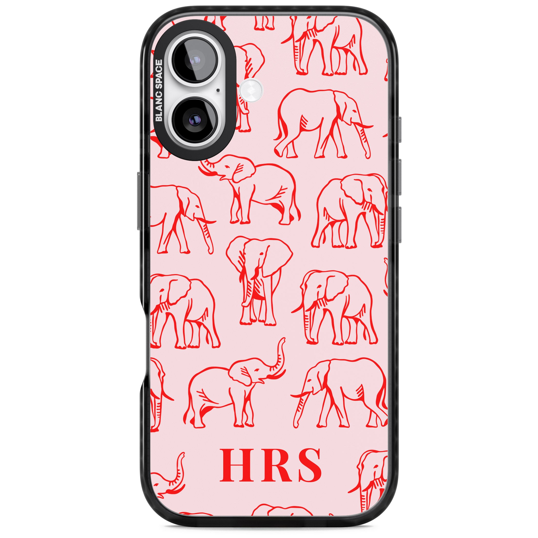 Personalised Red Elephant Outline iPhone 17 Impact Pro Black Phone Case