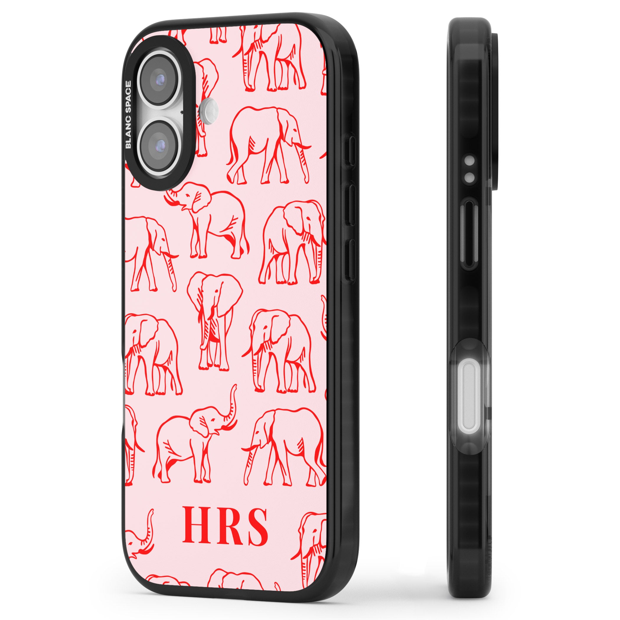 Personalised Red Elephant Outline iPhone 17 Impact Pro Black Phone Case Side Profile