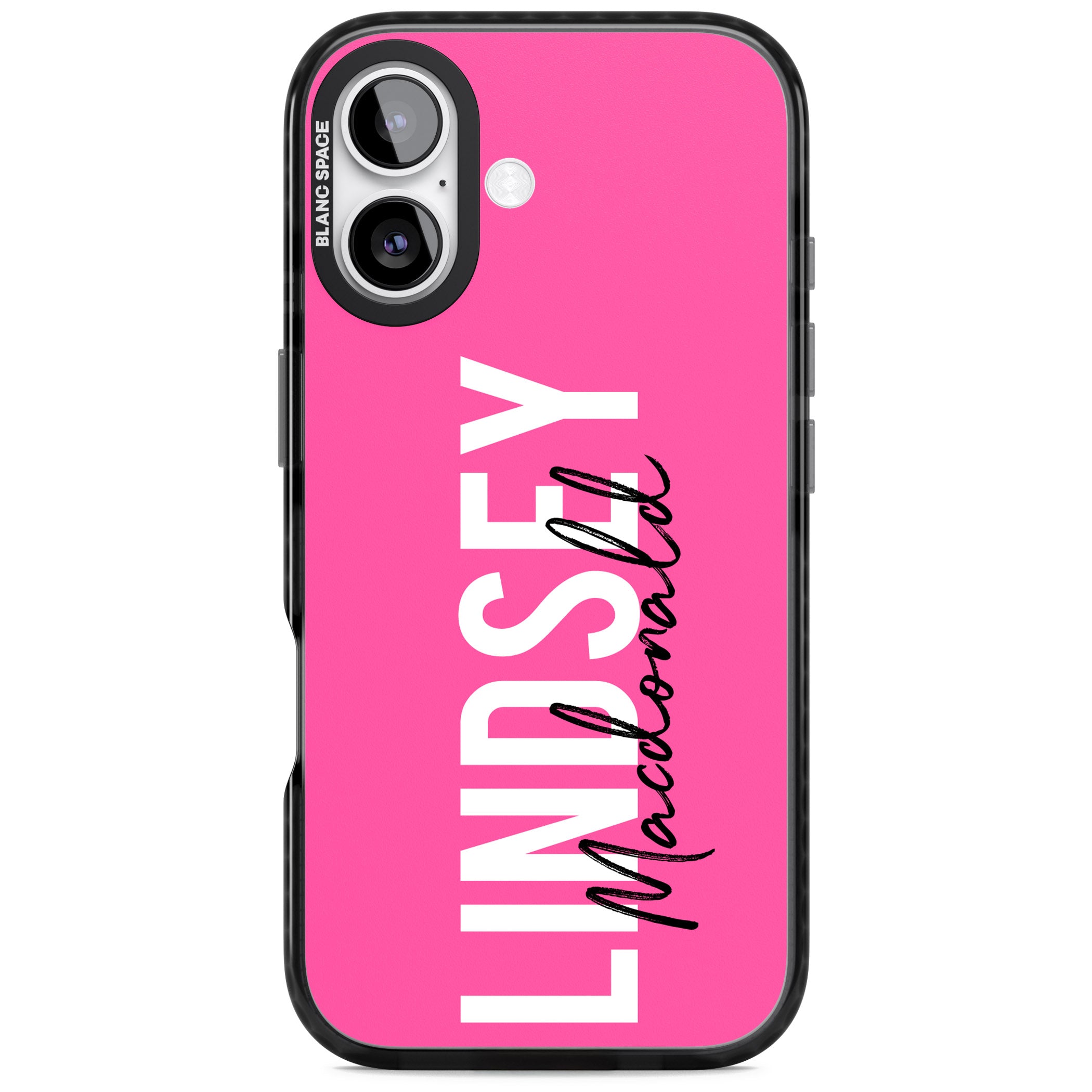 Personalised Bold Name: Pink iPhone 17 Impact Pro Black Phone Case