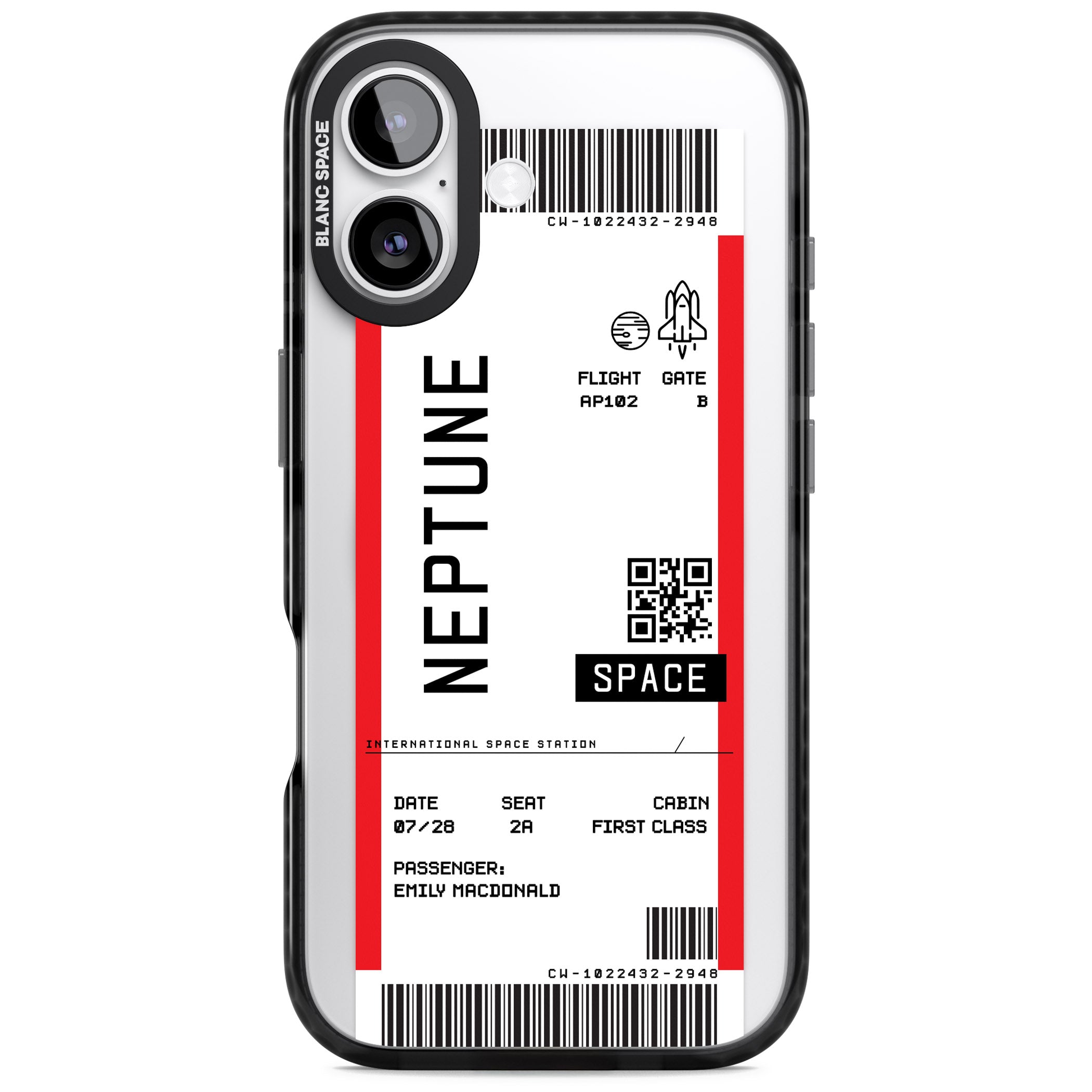 Personalised Neptune Travel Ticket iPhone 17 Impact Pro Black Phone Case