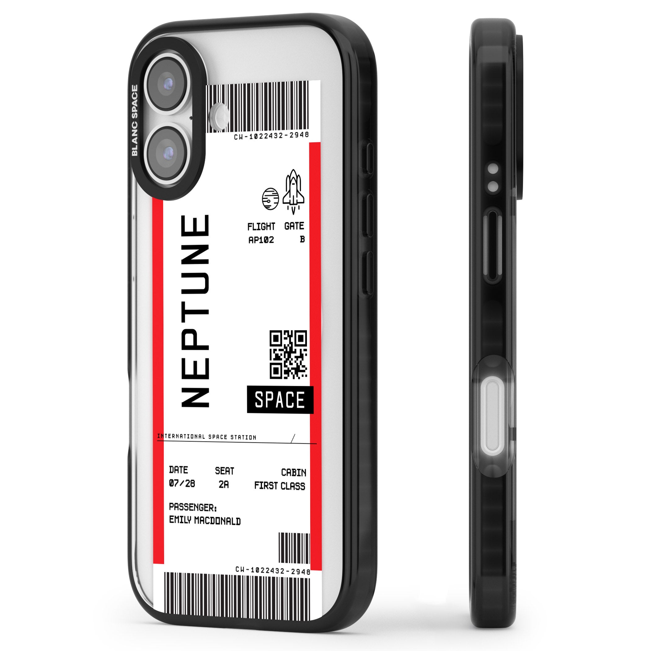 Personalised Neptune Travel Ticket iPhone 17 Impact Pro Black Phone Case Side Profile