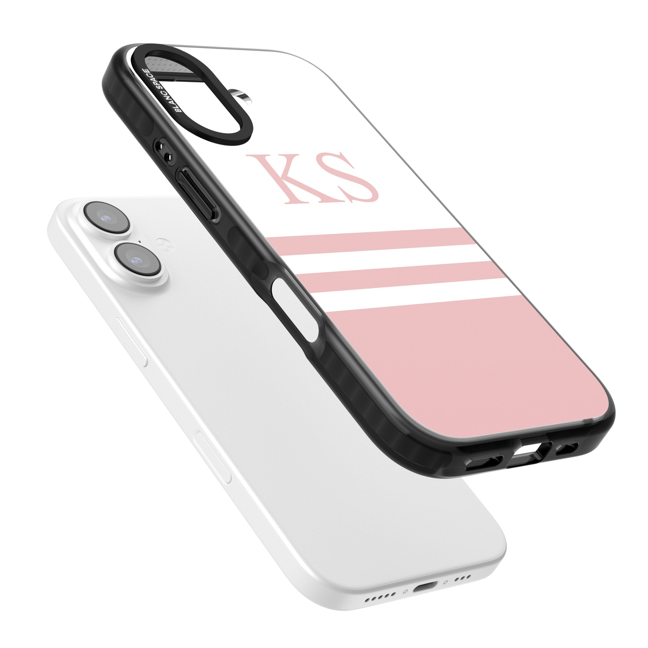 Personalised Pink Stripes & Initials iPhone 17 Impact Pro Black Phone Case Colours