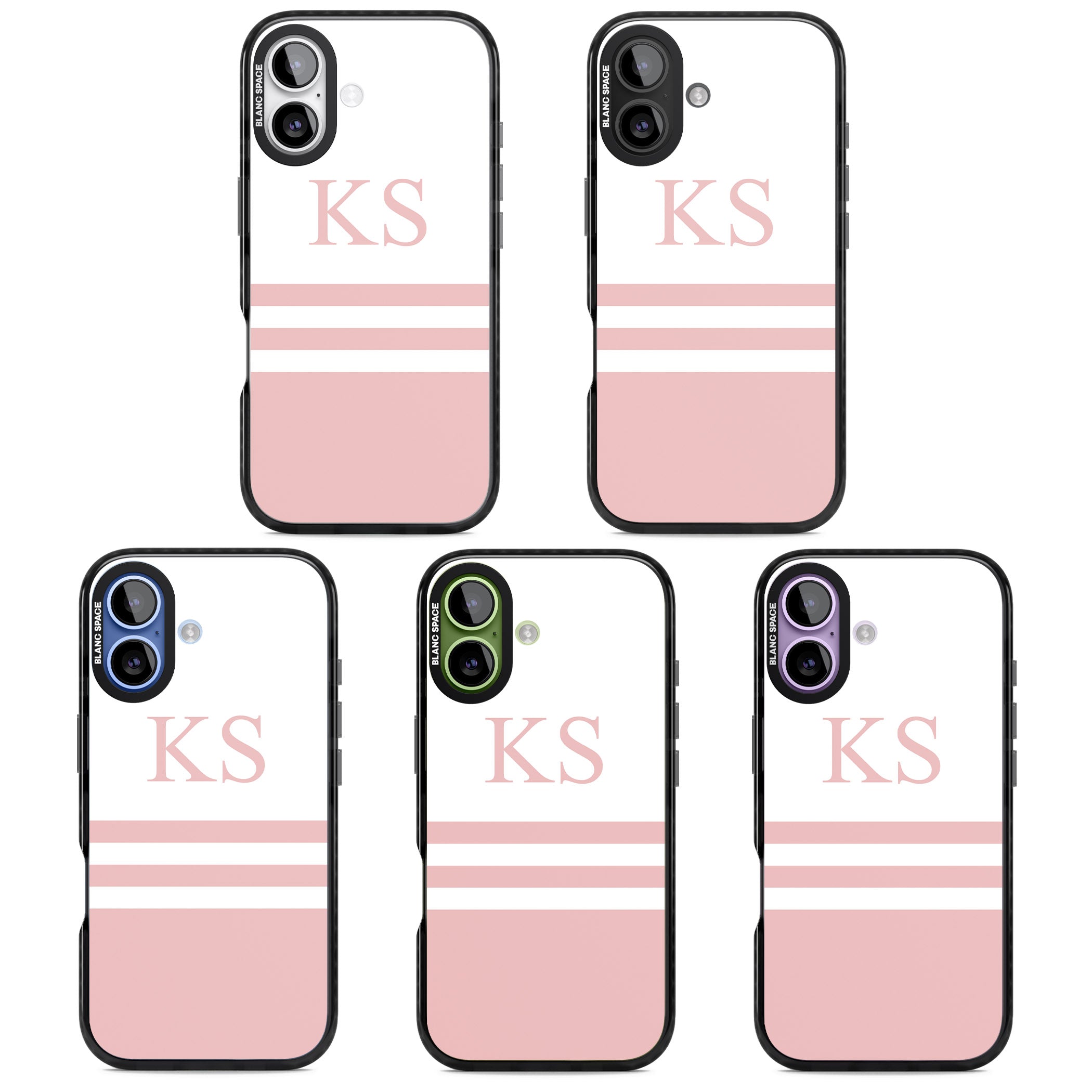 Personalised Pink Stripes & Initials iPhone 17 Impact Pro Black Phone Case APT Impact Protection