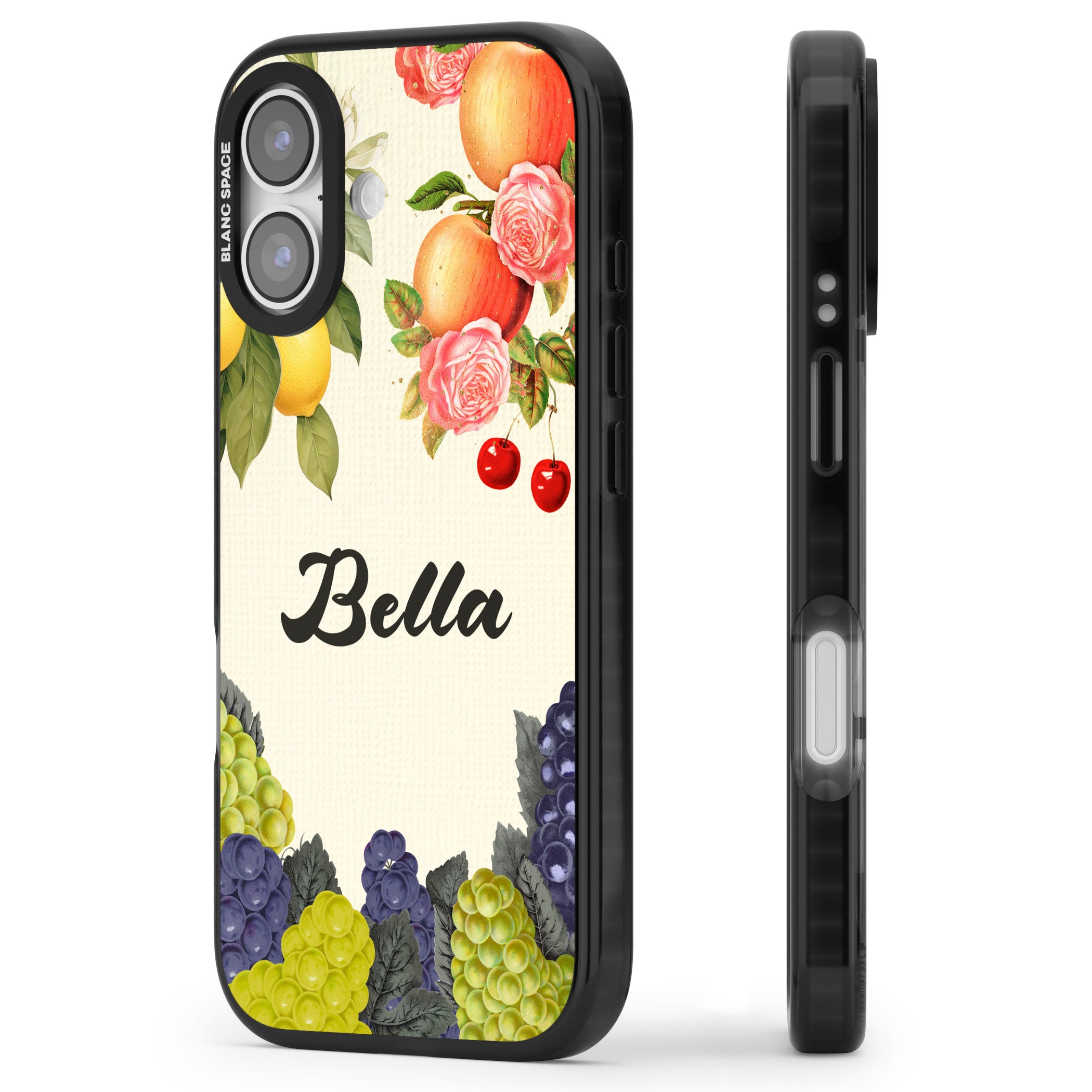 Personalised Vintage Fruits iPhone 17 Impact Pro Black Phone Case Side Profile