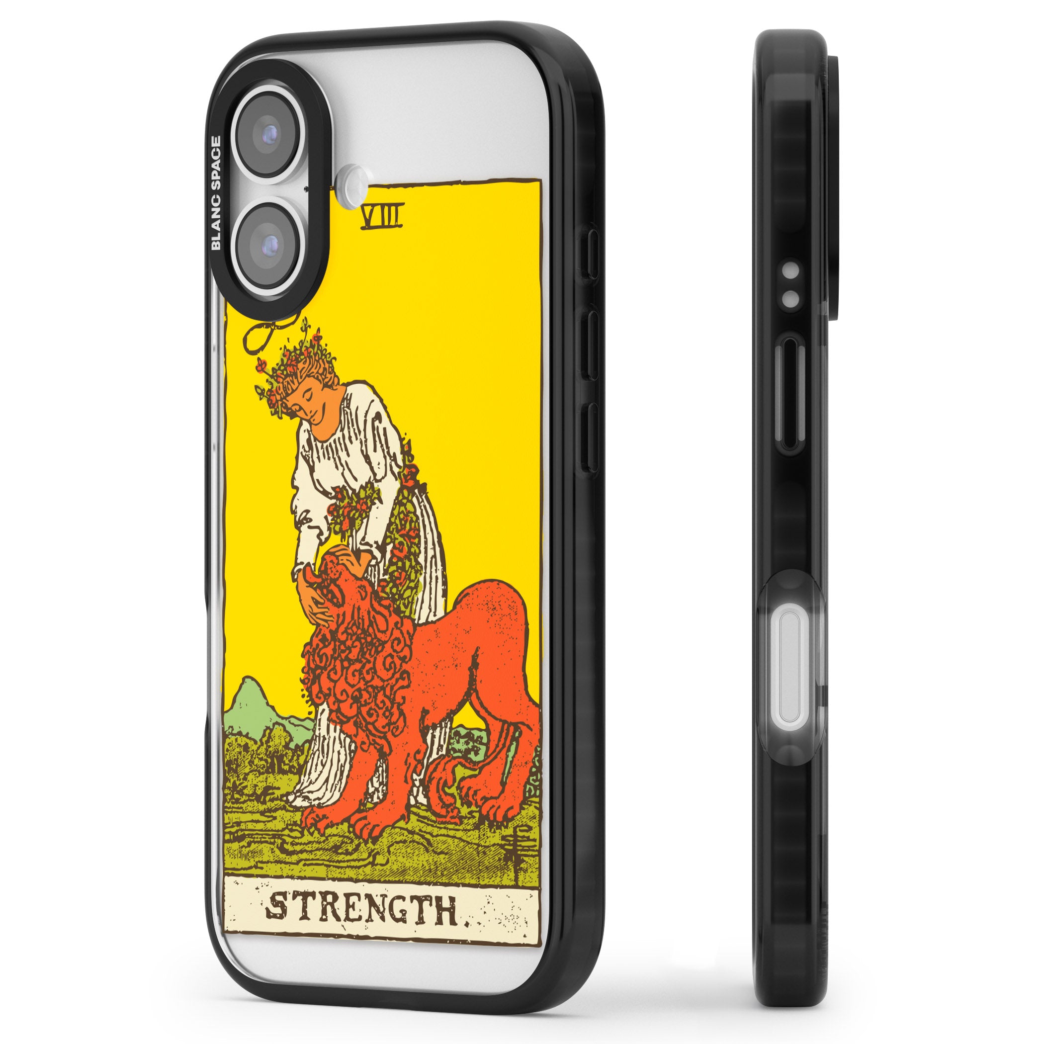 Personalised Strength Tarot Card (Color) iPhone 17 Impact Pro Black Phone Case Side Profile