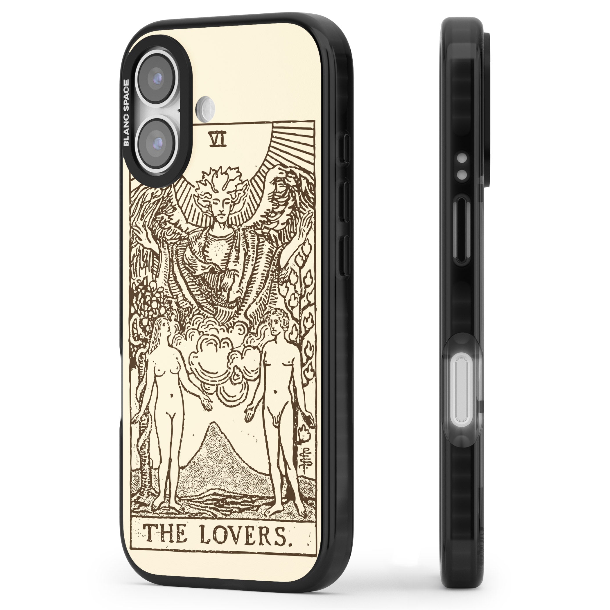 Personalised The Lovers Tarot Card (Cream) iPhone 17 Impact Pro Black Phone Case Side Profile
