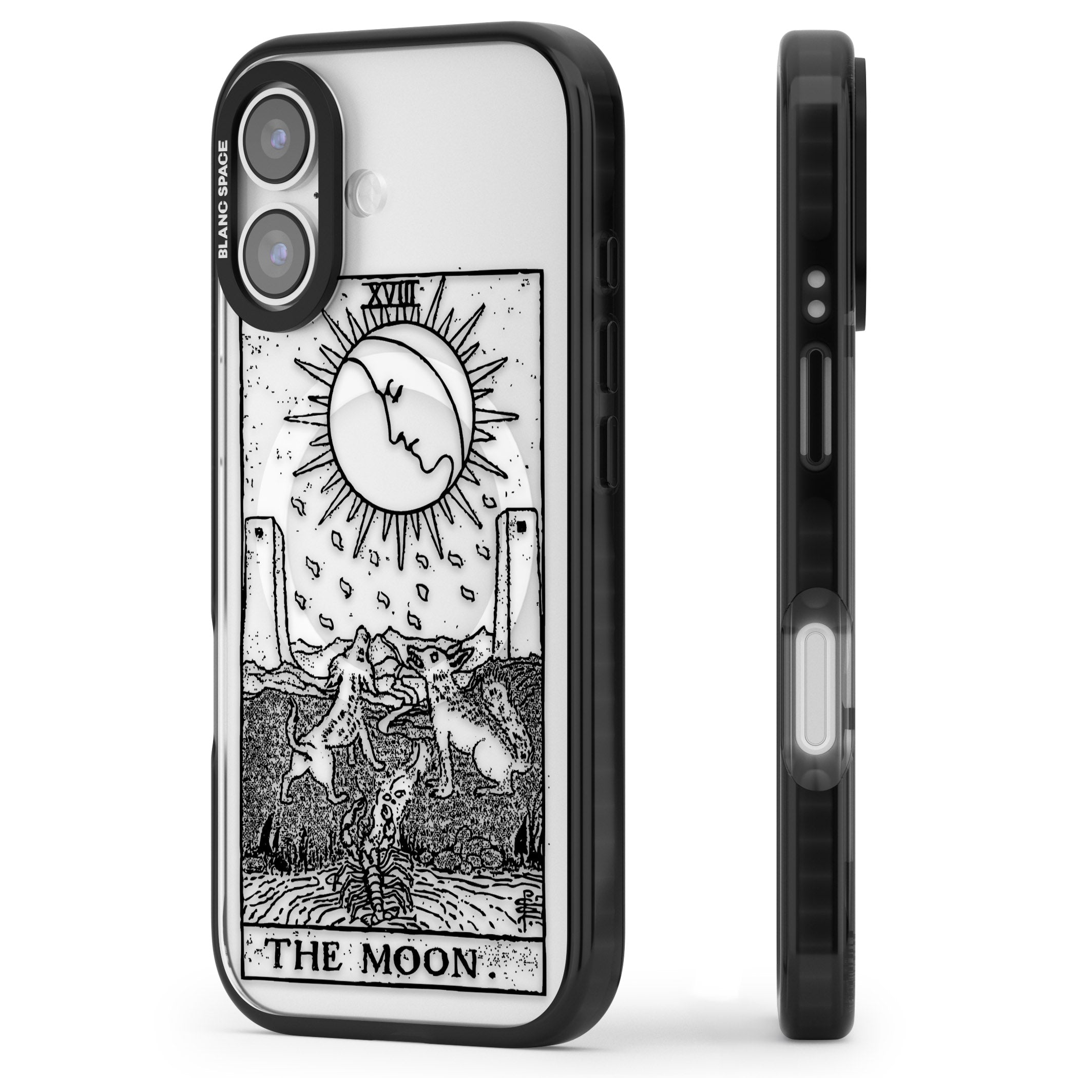 Personalised The Moon Tarot Card (Clear) iPhone 17 Impact Pro Black Phone Case Side Profile