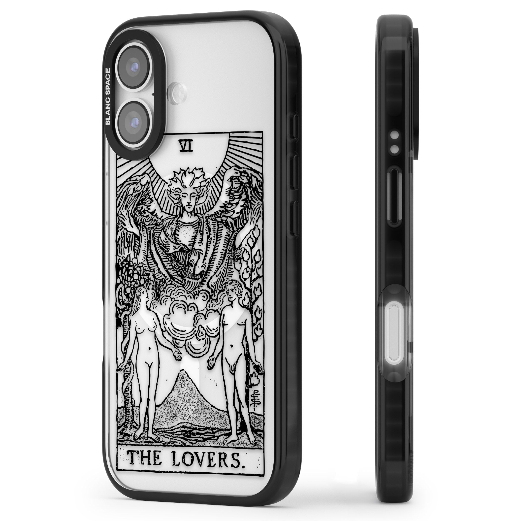 Personalised The Lovers Tarot Card (Clear) iPhone 17 Impact Pro Black Phone Case Side Profile