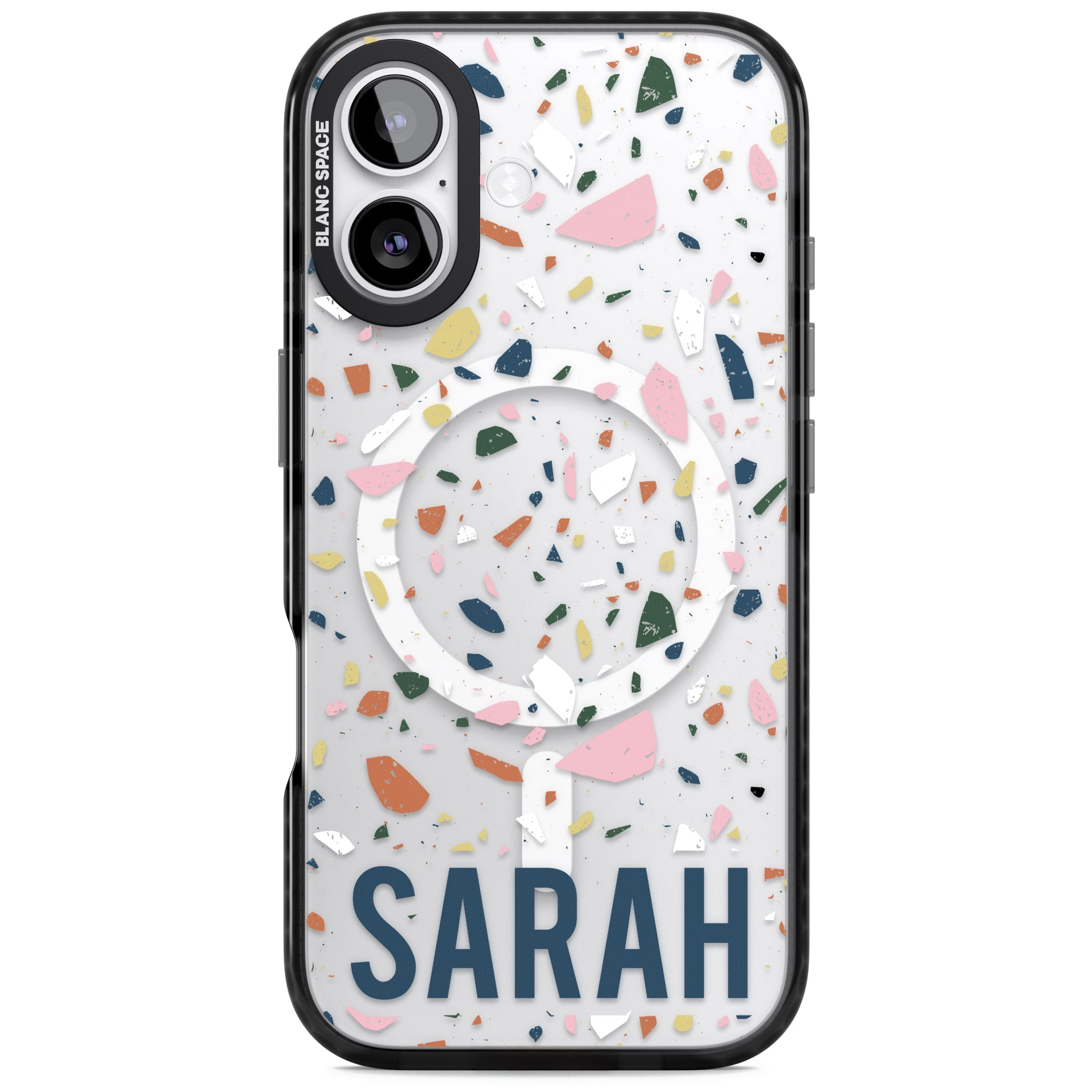 Personalised Terrazzo iPhone 17 Impact Pro Black Phone Case
