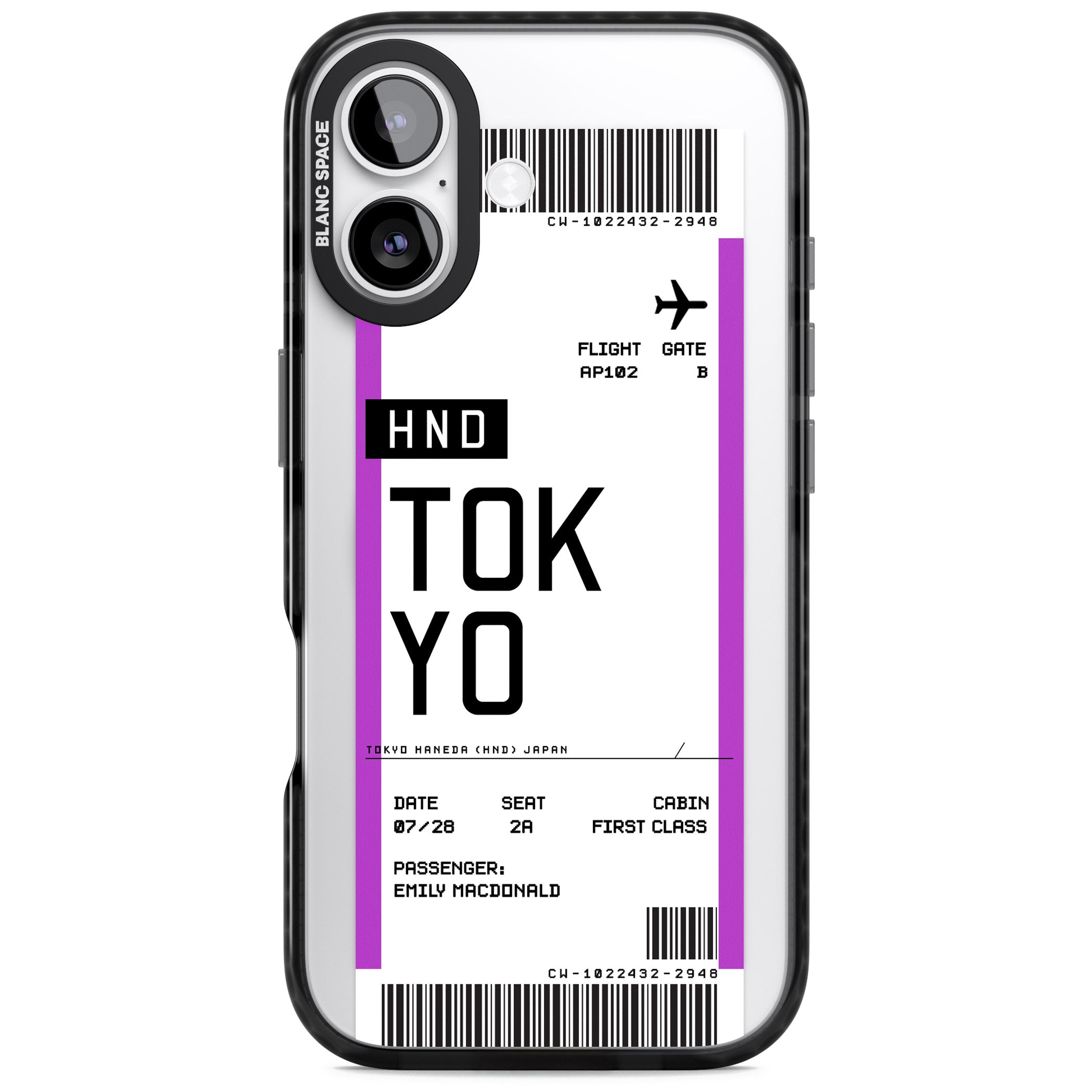 Personalised Tokyo Boarding Pass iPhone 17 Impact Pro Black Phone Case