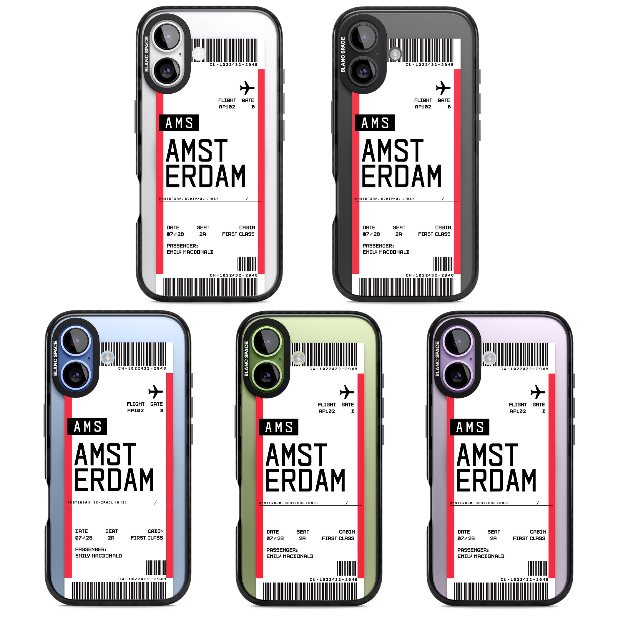 Personalised Amsterdam Boarding Pass iPhone 17 Impact Pro Black Phone Case APT Impact Protection