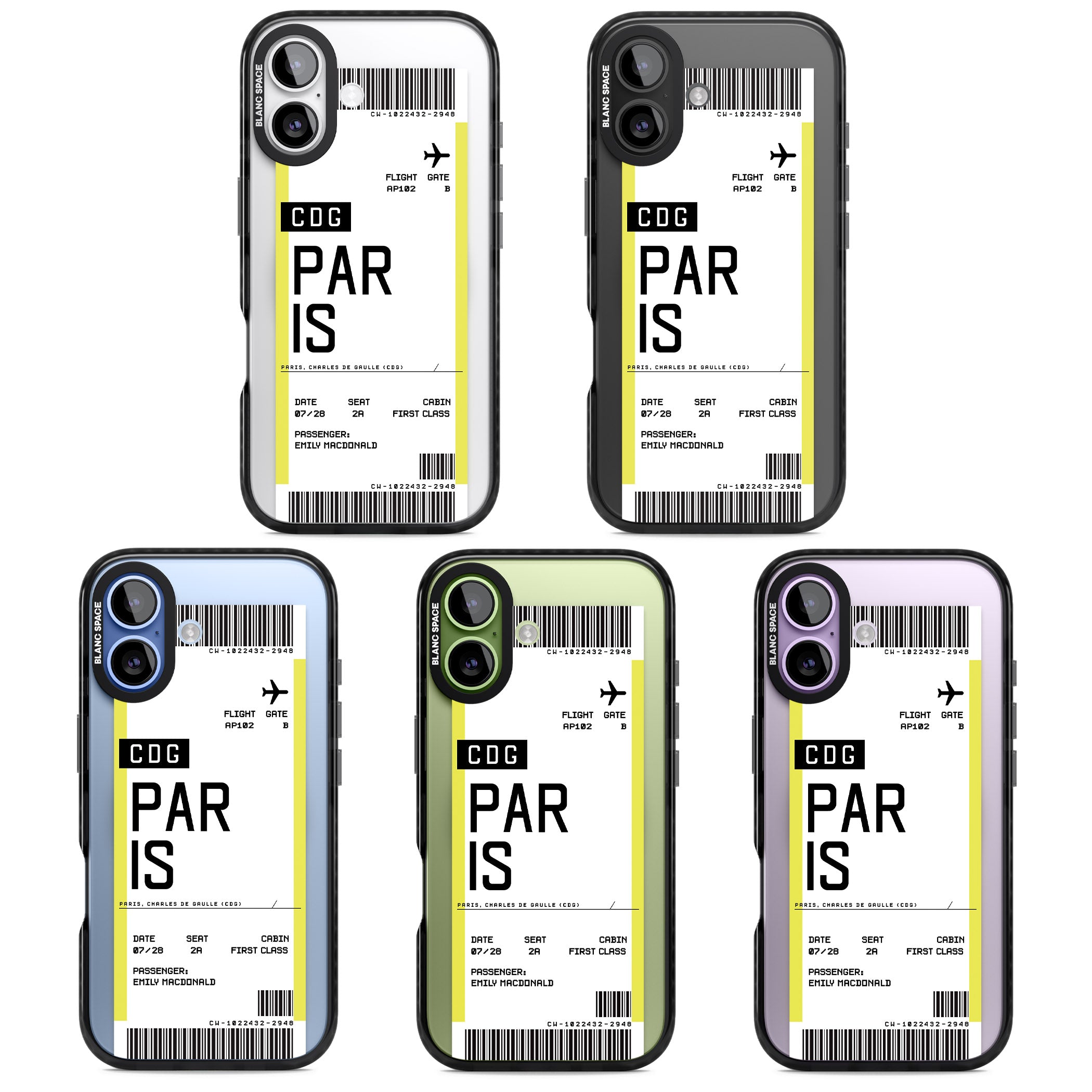 Personalised Paris Boarding Pass iPhone 17 Impact Pro Black Phone Case APT Impact Protection