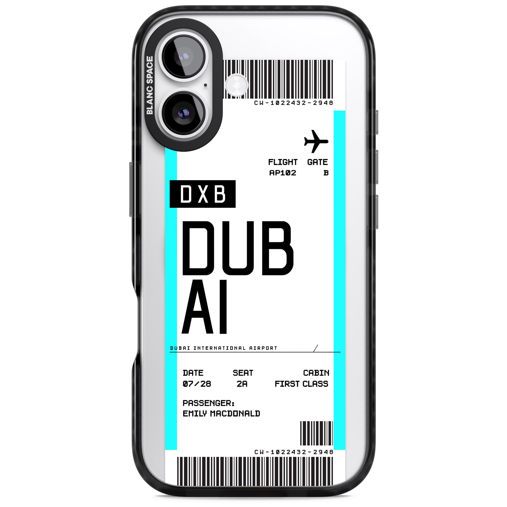 Personalised Dubai Boarding Pass iPhone 17 Impact Pro Black Phone Case