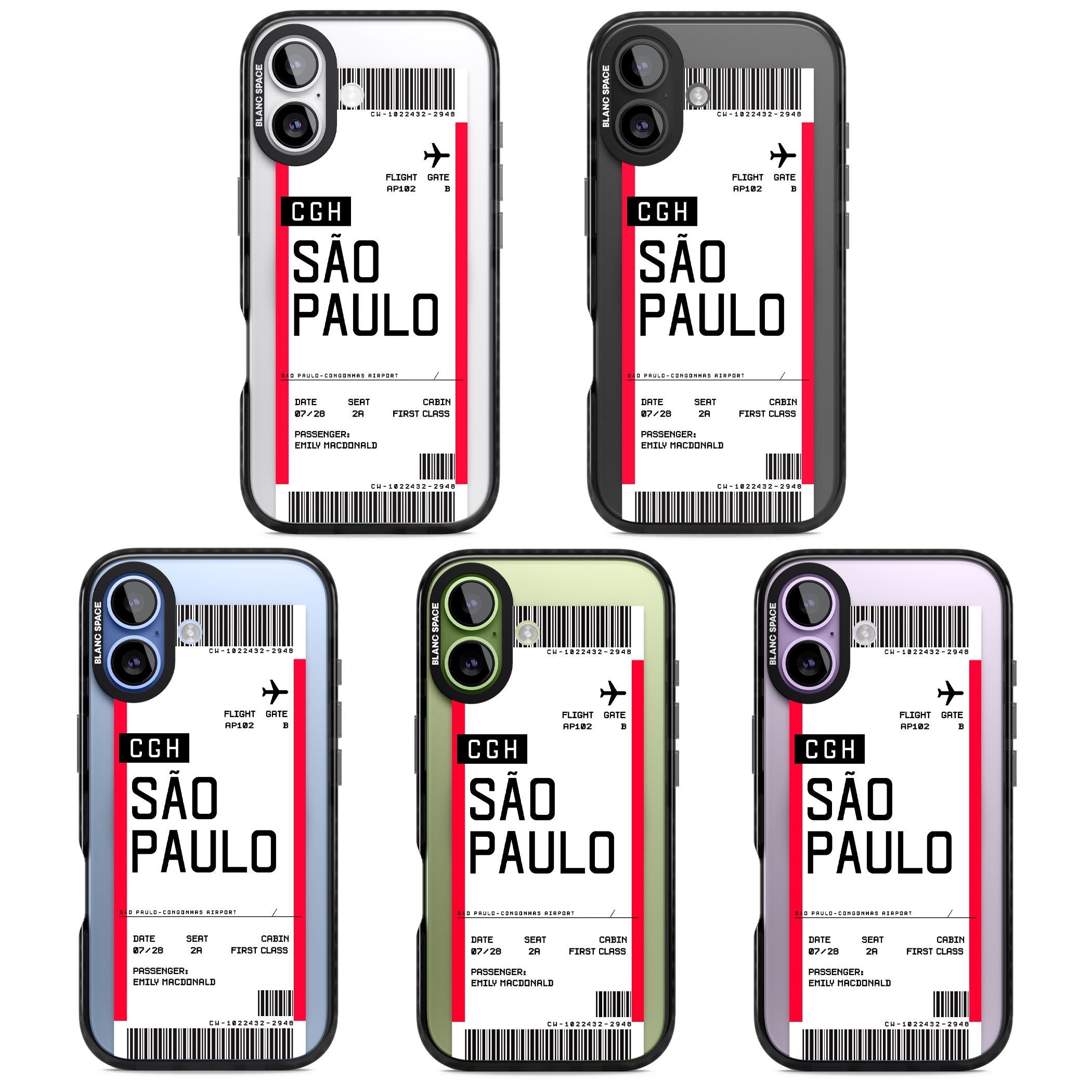 Personalised São Paulo Boarding Pass iPhone 17 Impact Pro Black Phone Case APT Impact Protection