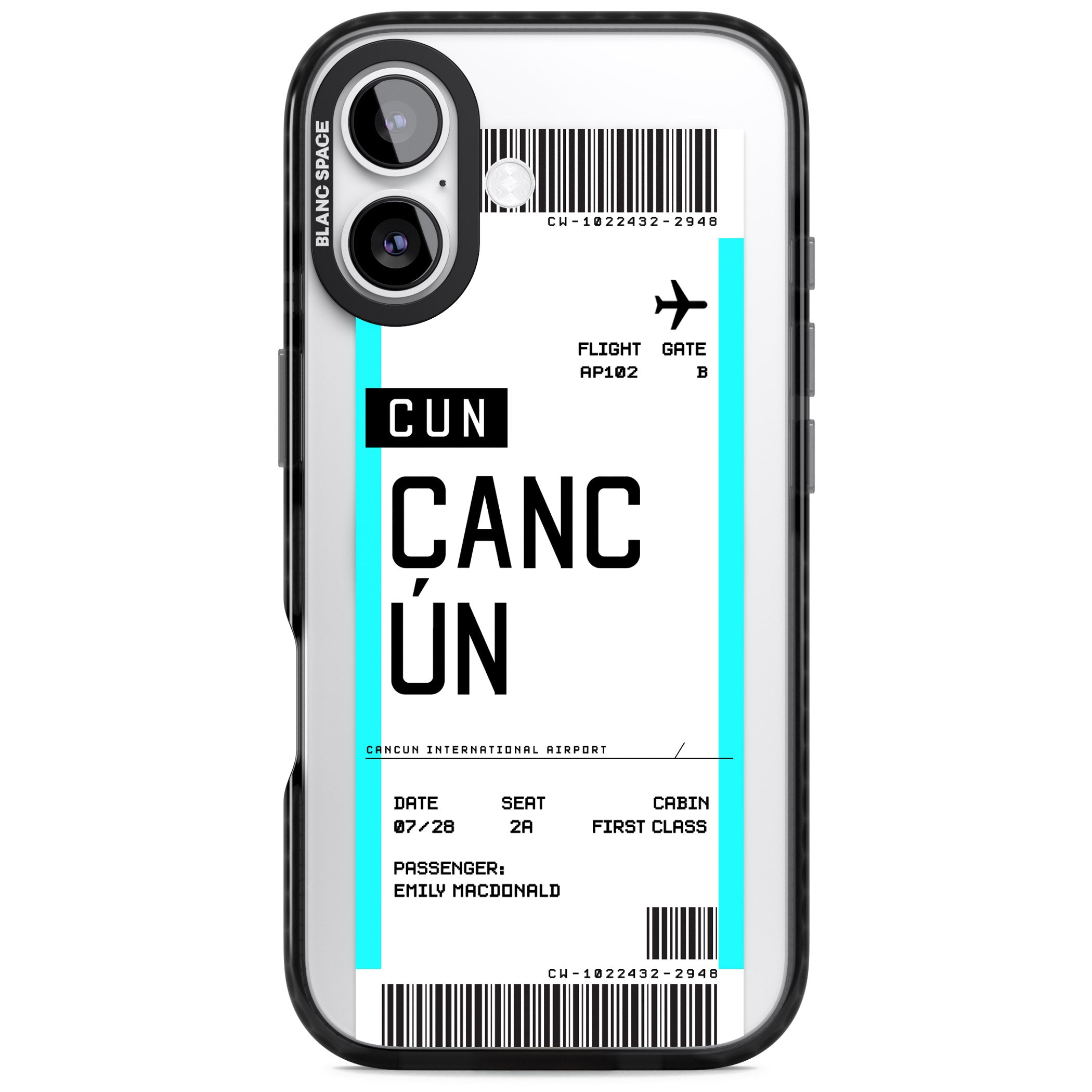 Personalised Cancún Boarding Pass iPhone 17 Impact Pro Black Phone Case