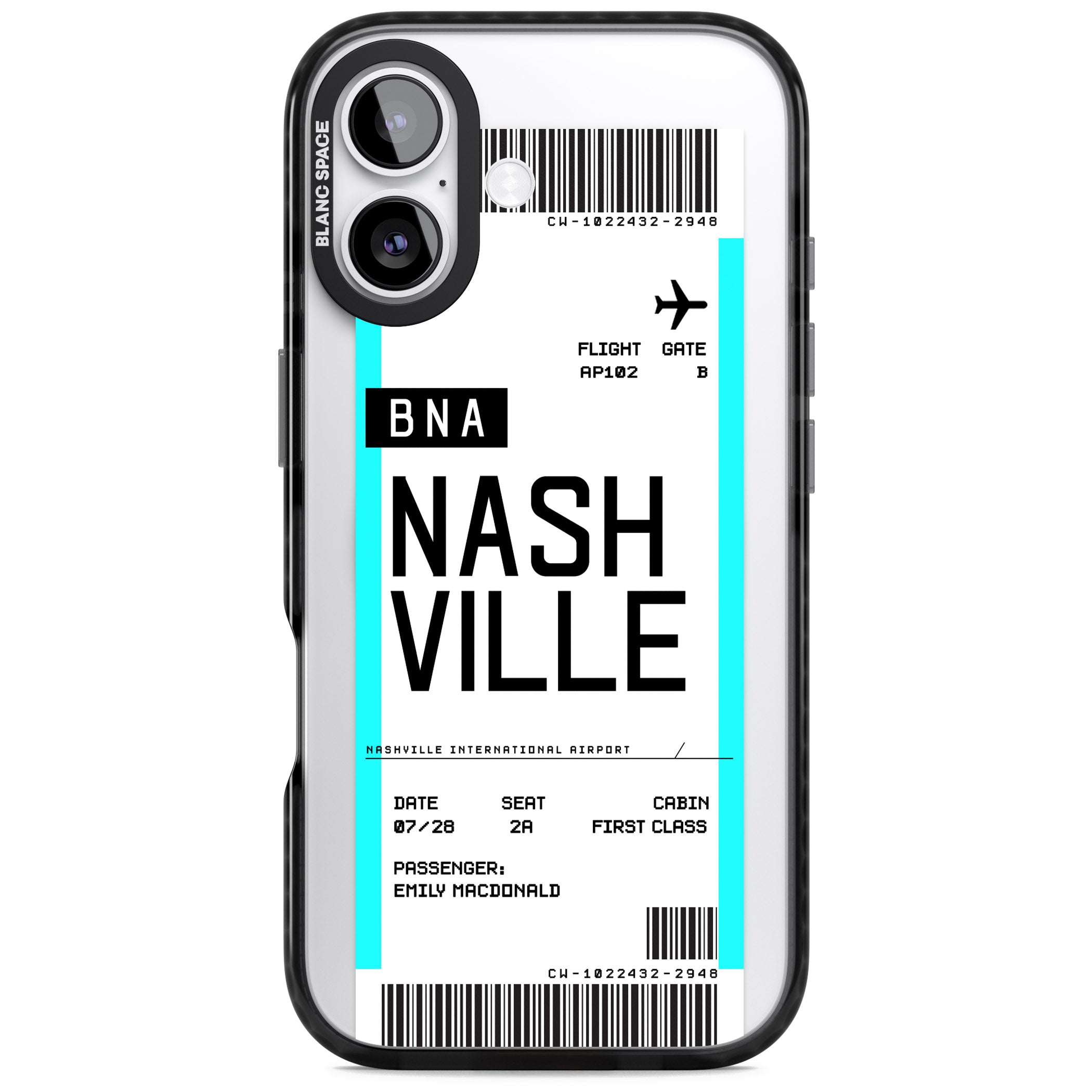 Personalised Nashville Boarding Pass iPhone 17 Impact Pro Black Phone Case