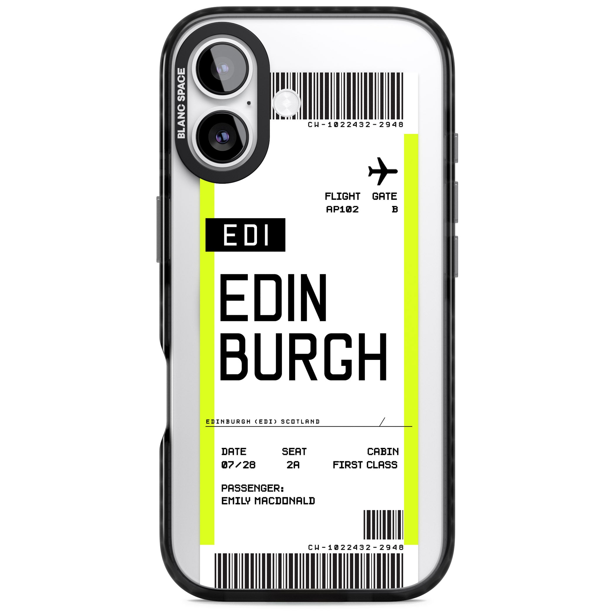 Personalised Edinburgh Boarding Pass iPhone 17 Impact Pro Black Phone Case