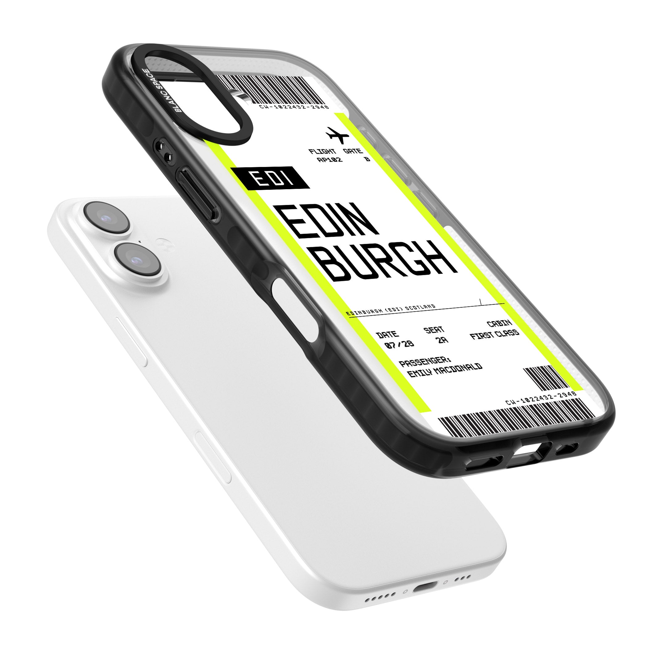 Personalised Edinburgh Boarding Pass iPhone 17 Impact Pro Black Phone Case Colours