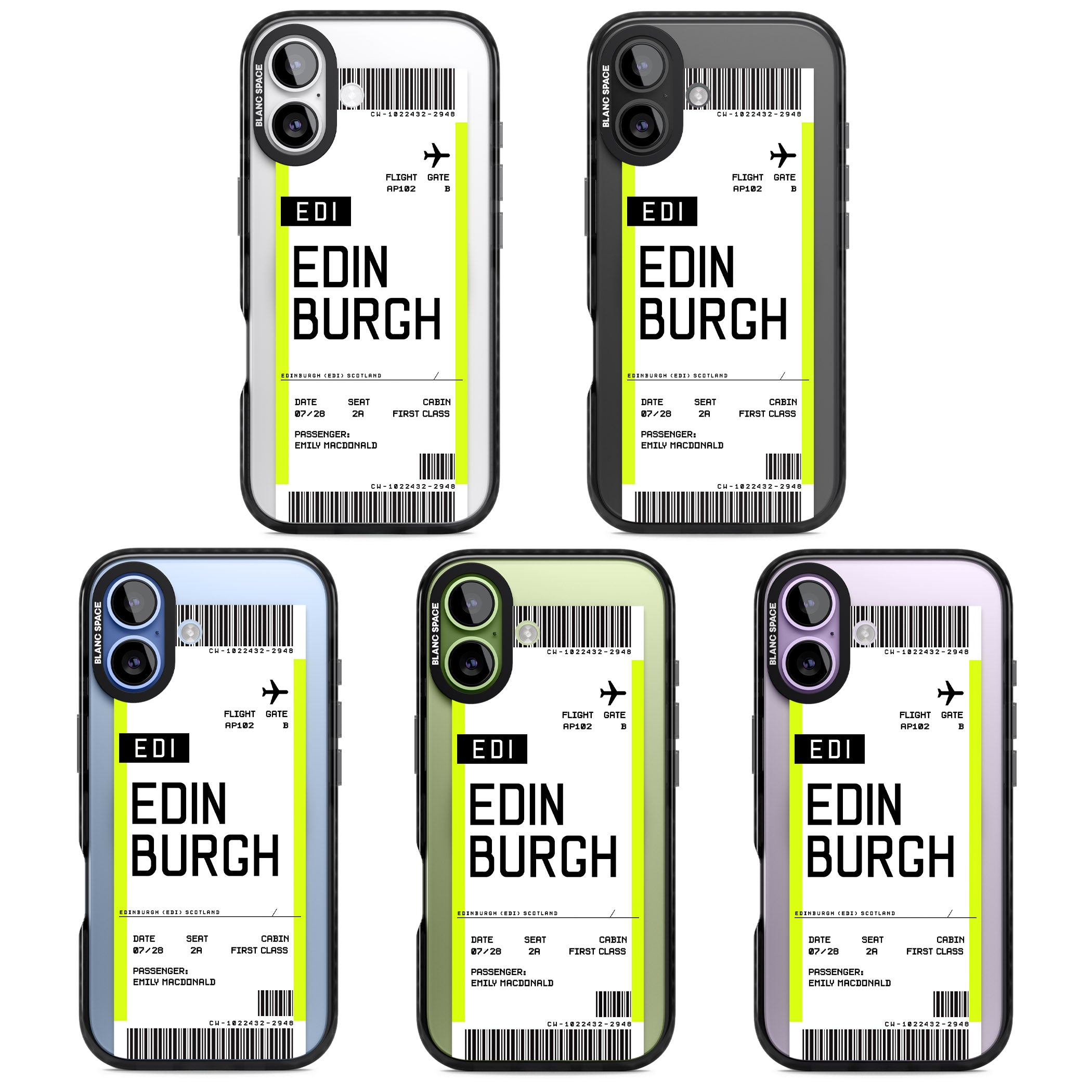 Personalised Edinburgh Boarding Pass iPhone 17 Impact Pro Black Phone Case APT Impact Protection