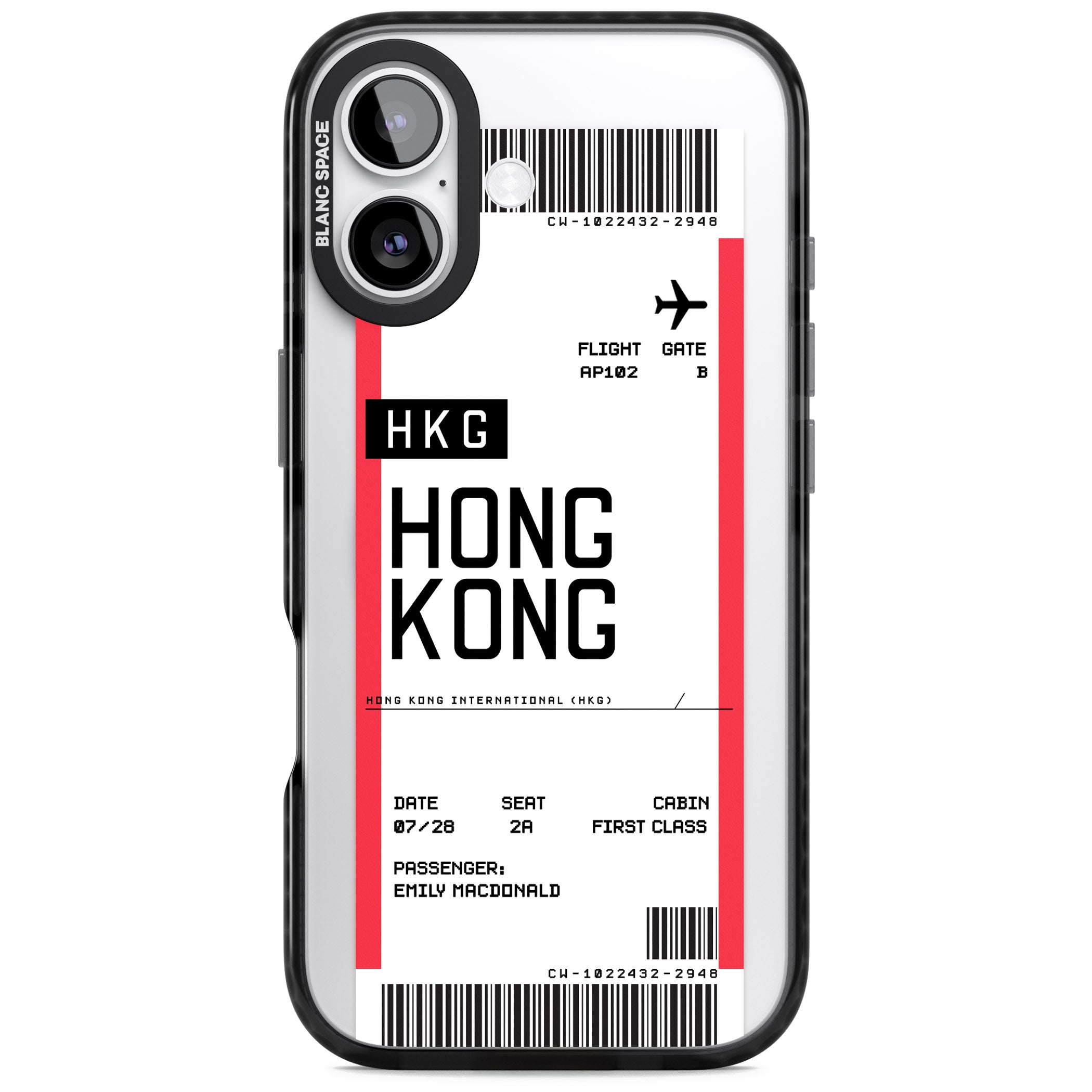 Personalised Hong Kong Boarding Pass iPhone 17 Impact Pro Black Phone Case