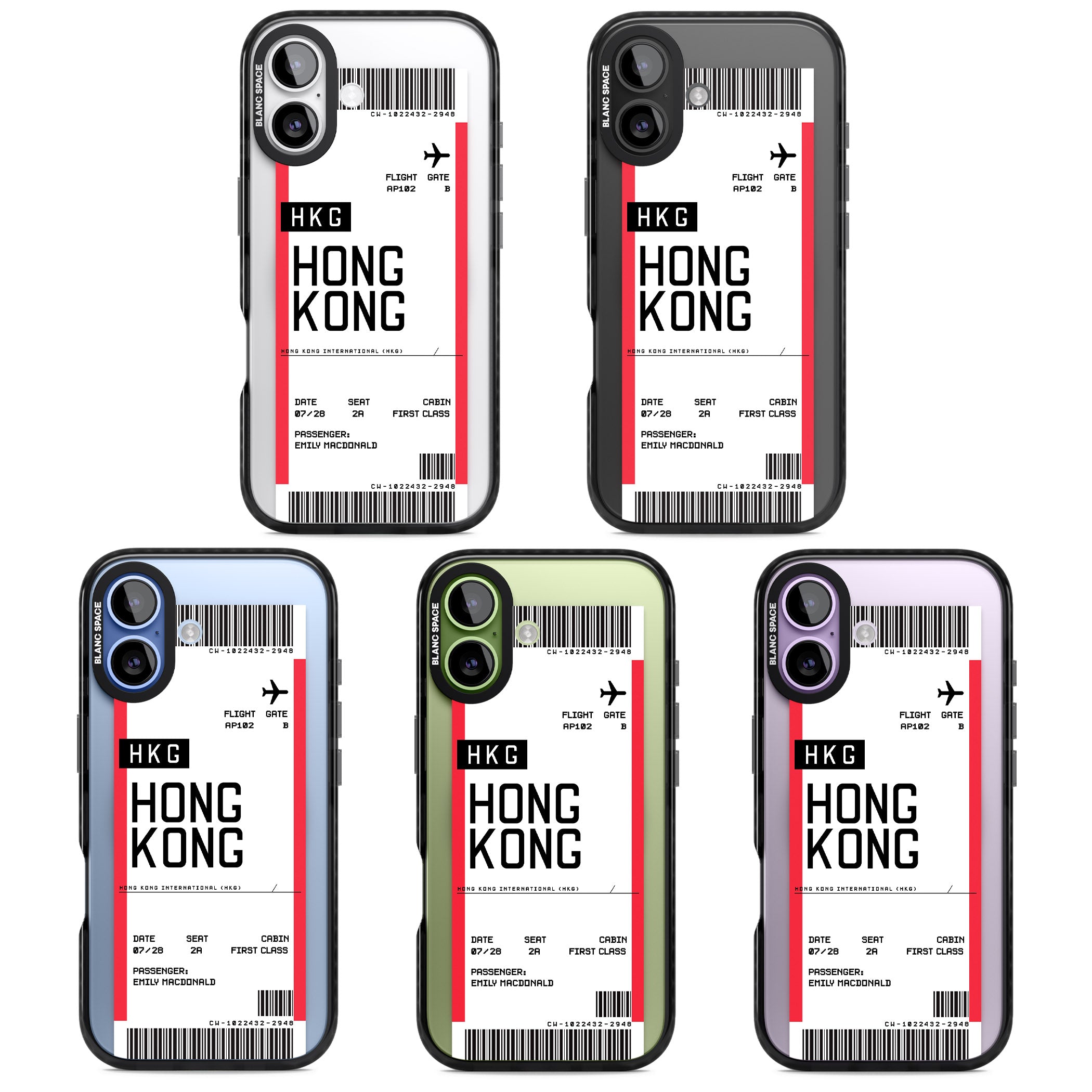 Personalised Hong Kong Boarding Pass iPhone 17 Impact Pro Black Phone Case APT Impact Protection