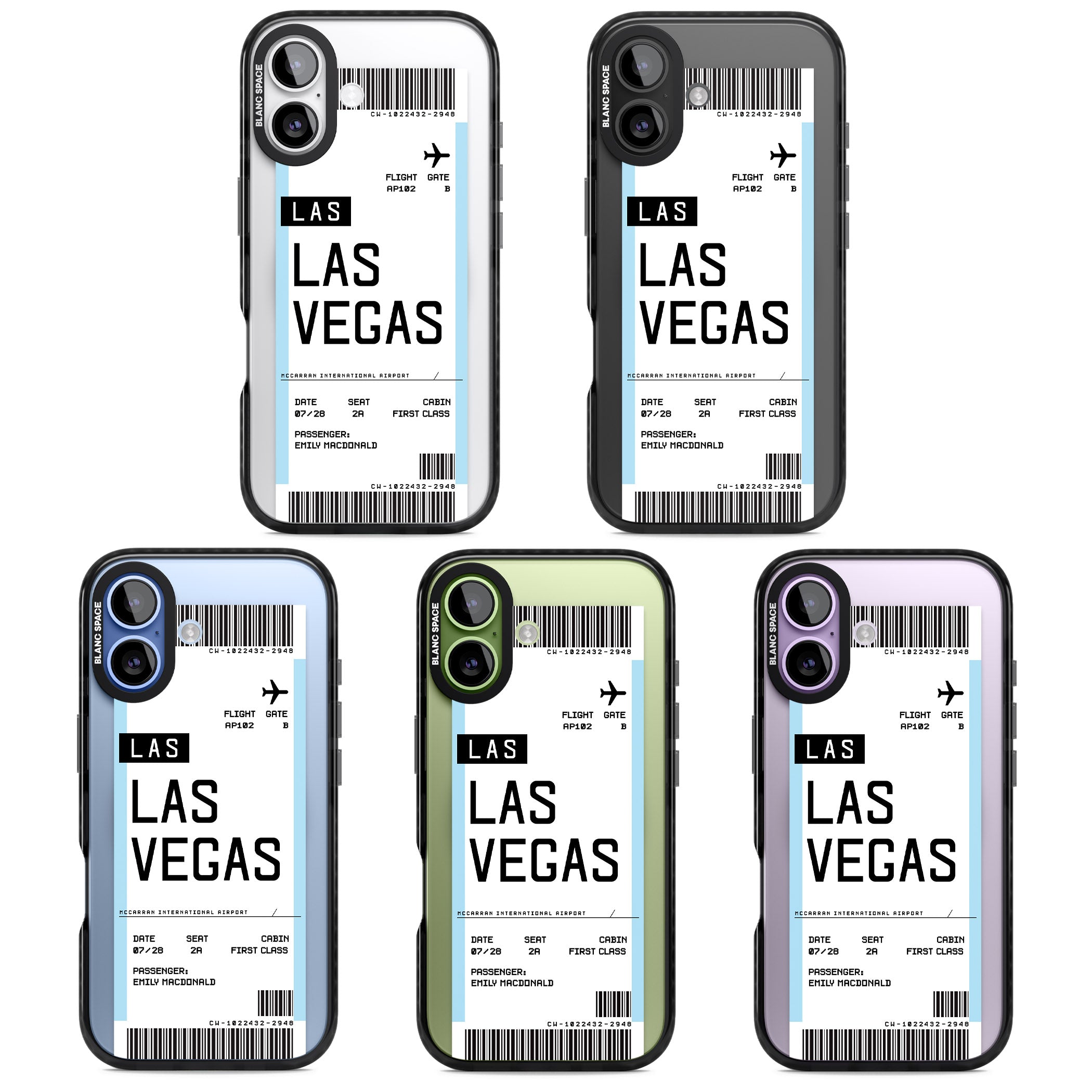Personalised Las Vegas Boarding Pass iPhone 17 Impact Pro Black Phone Case APT Impact Protection