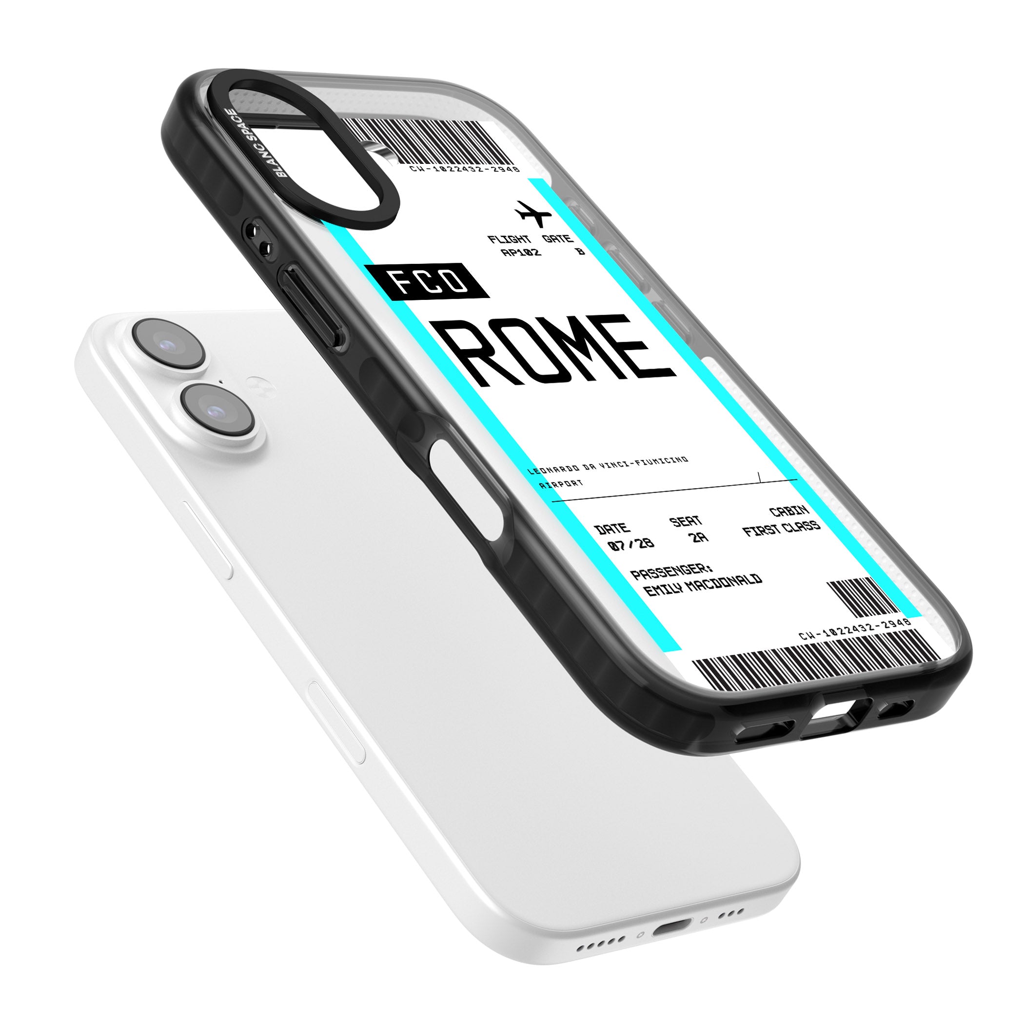 Personalised Rome Boarding Pass iPhone 17 Impact Pro Black Phone Case Colours