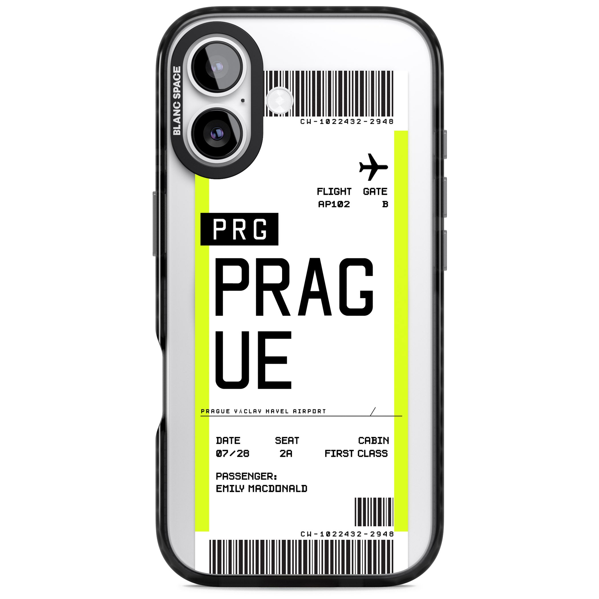 Personalised Prague Boarding Pass iPhone 17 Impact Pro Black Phone Case