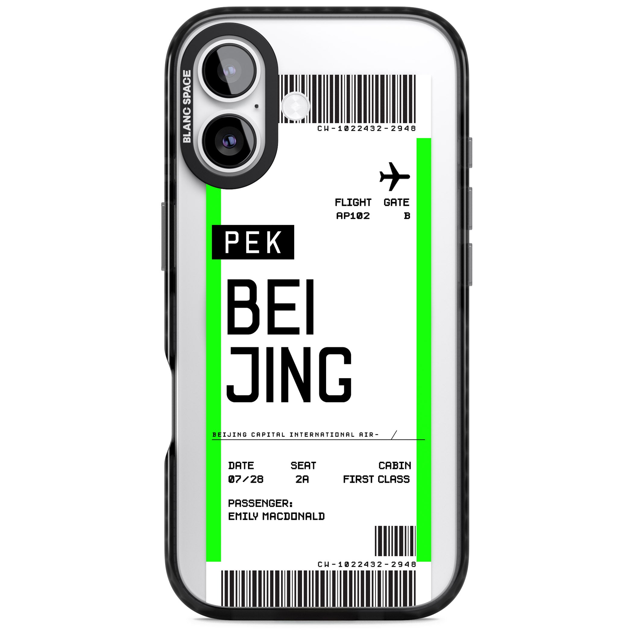 Personalised Beijing Boarding Pass iPhone 17 Impact Pro Black Phone Case