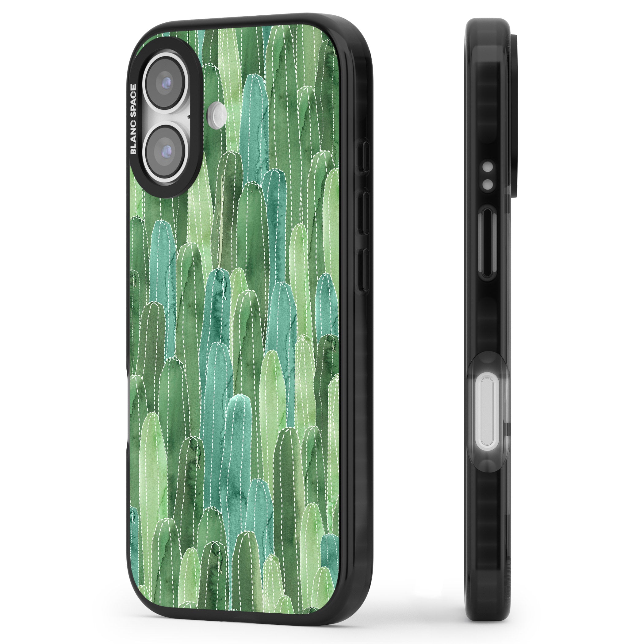 Skinny Cacti iPhone 17 Impact Pro Black Phone Case Side Profile