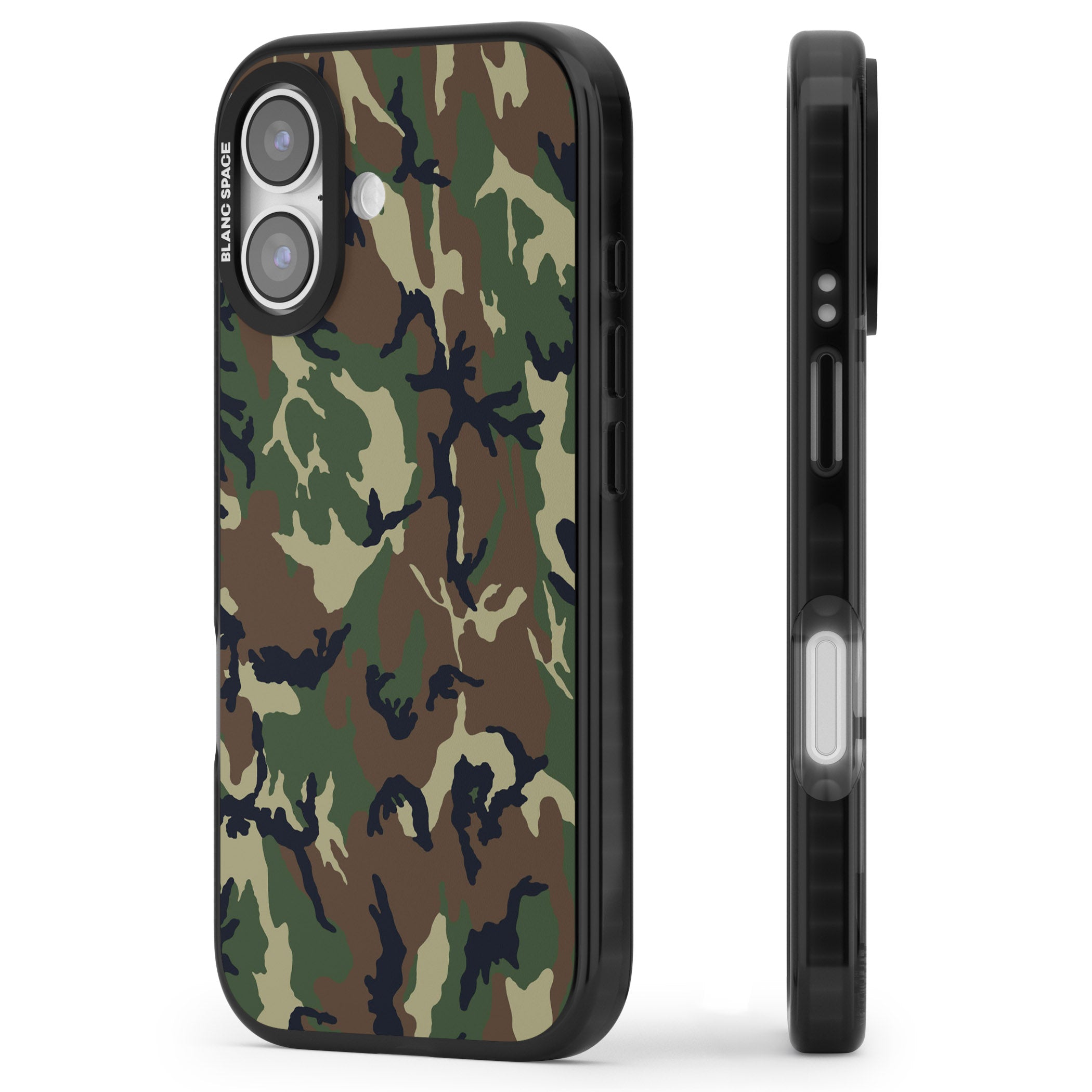 Forest Green Camo iPhone 17 Impact Pro Black Phone Case Side Profile
