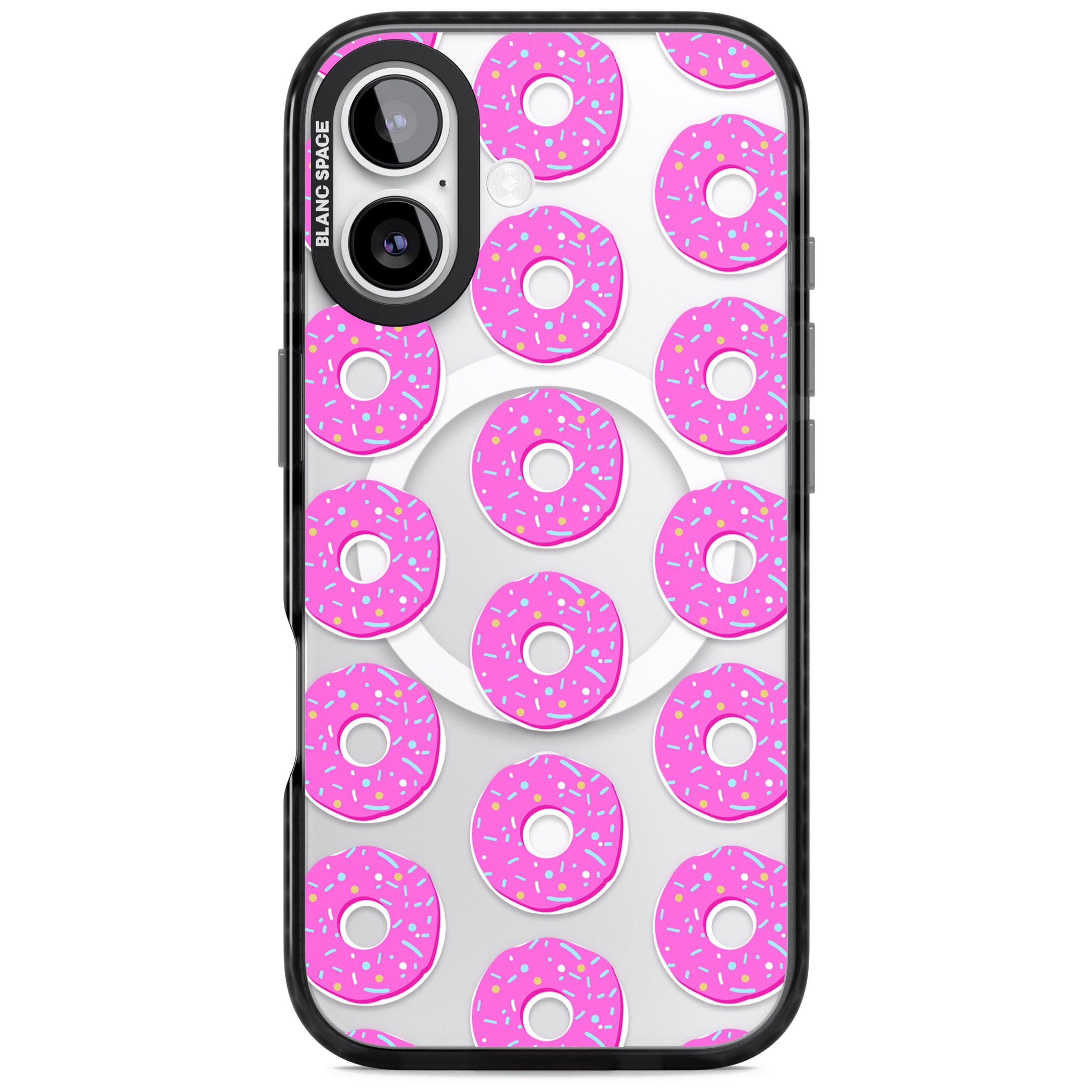Pink Donut Pattern iPhone 17 Impact Pro Black Phone Case