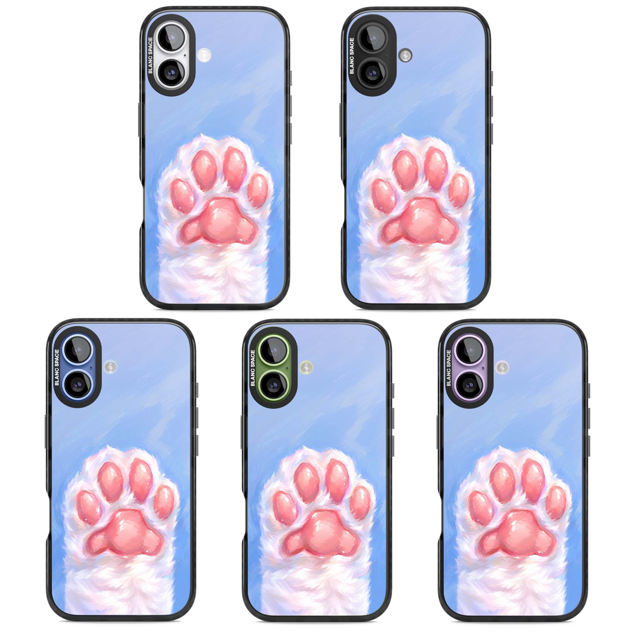 Soft White Paw cute iPhone case | Black Impact Magsafe case for iPhone 17