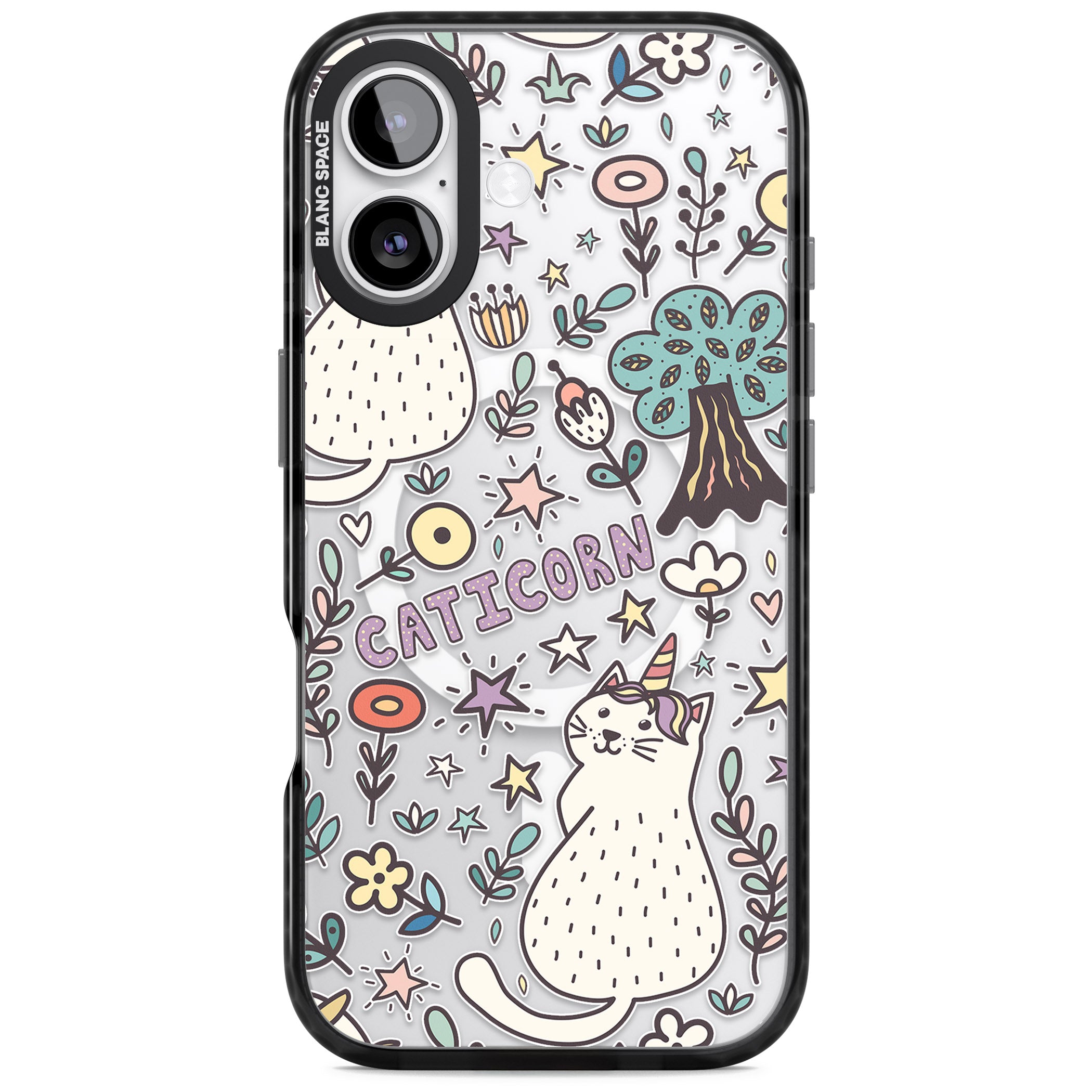 Caticorn Pattern iPhone 17 Impact Pro Black Phone Case