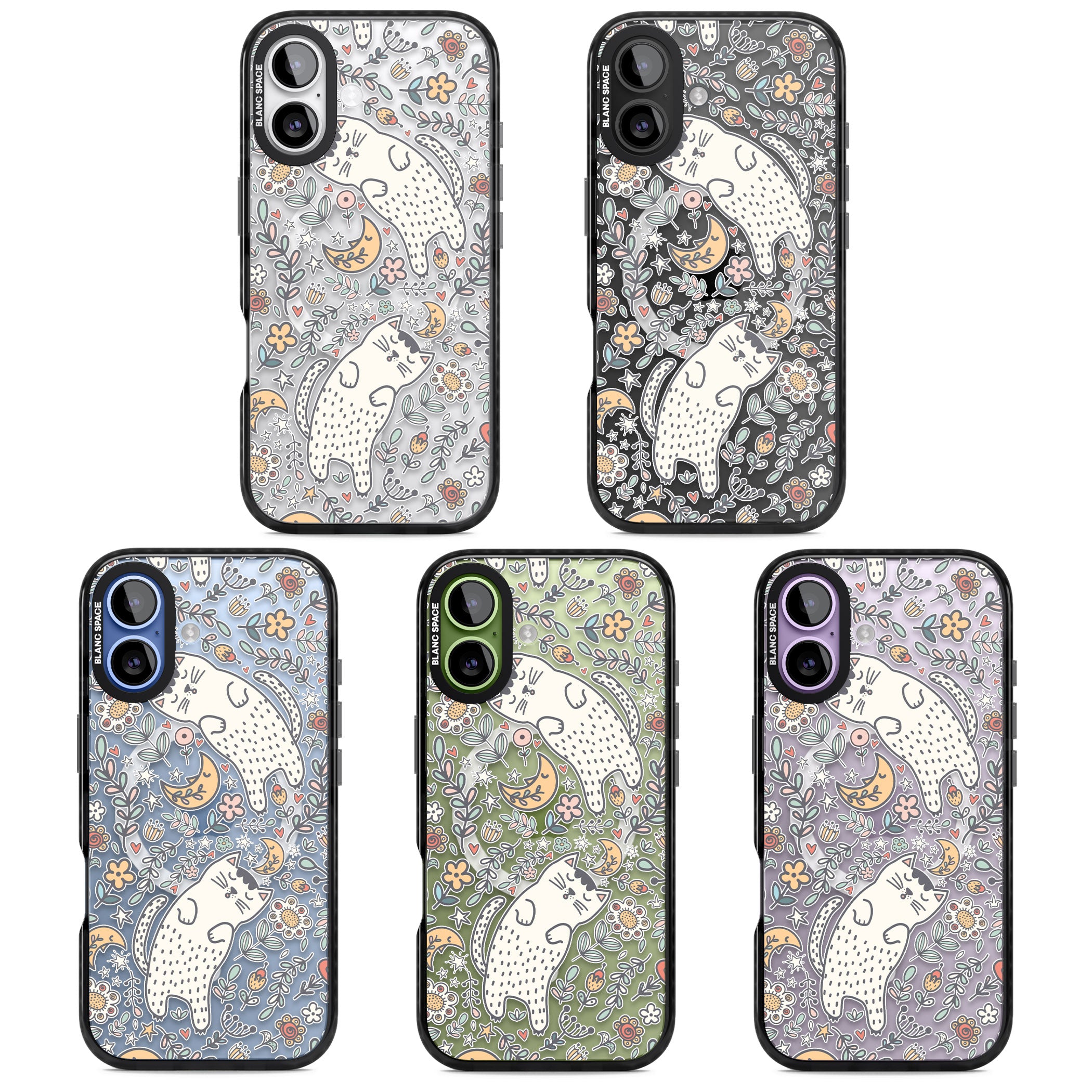 Sleeping Cat Pattern iPhone 17 Impact Pro Black Phone Case APT Impact Protection