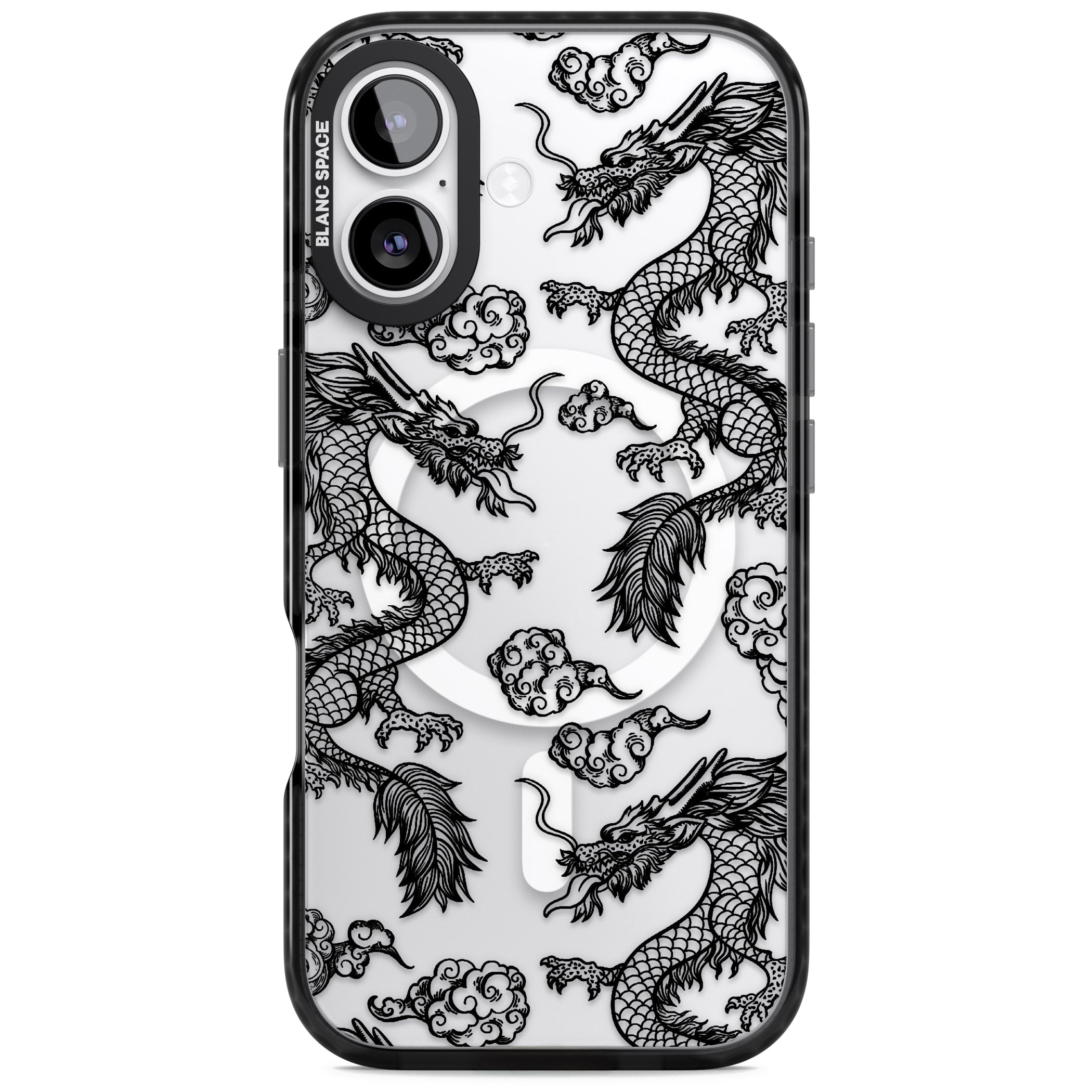Black Dragon Pattern iPhone 17 Impact Pro Black Phone Case