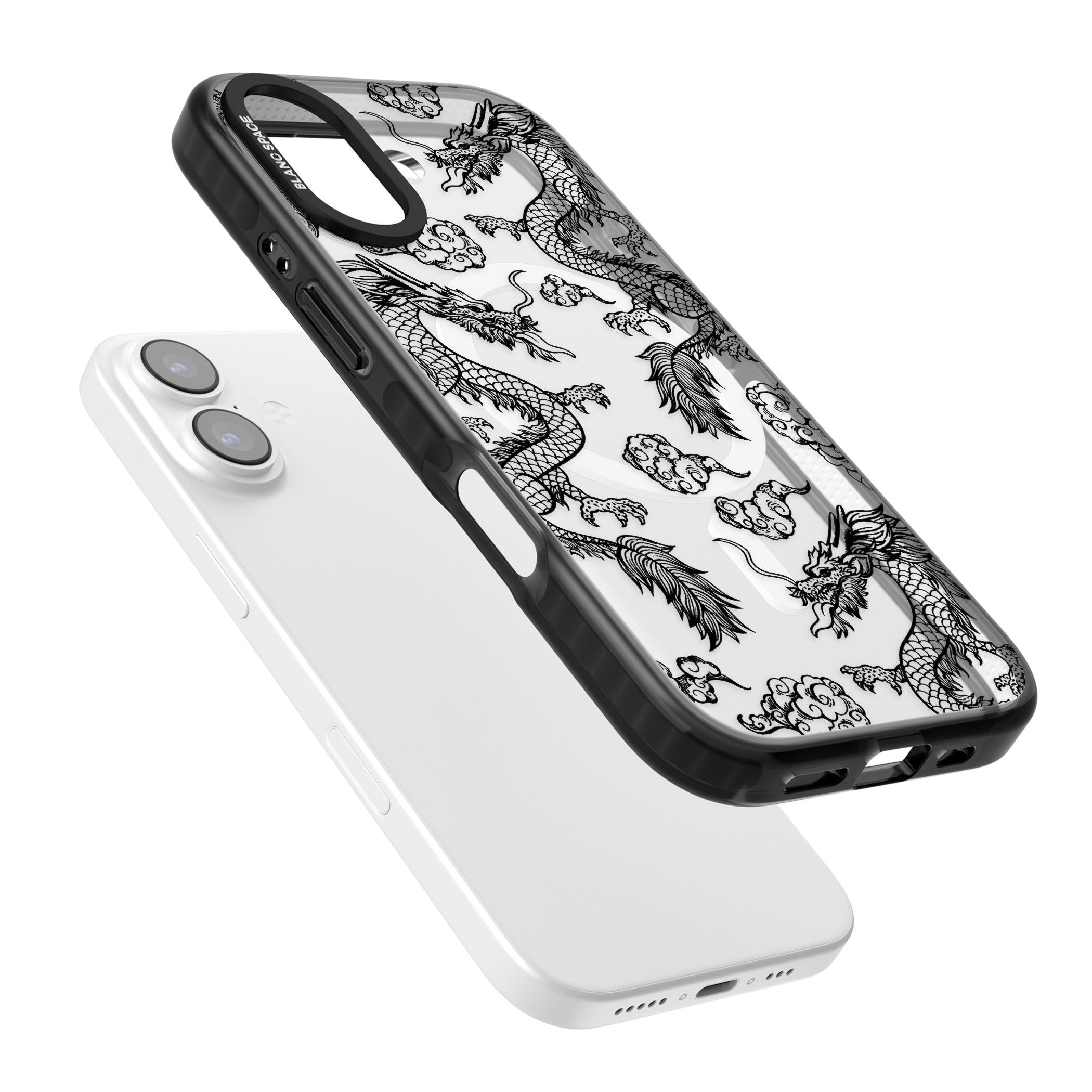 Black Dragon Pattern iPhone 17 Impact Pro Black Phone Case Colours