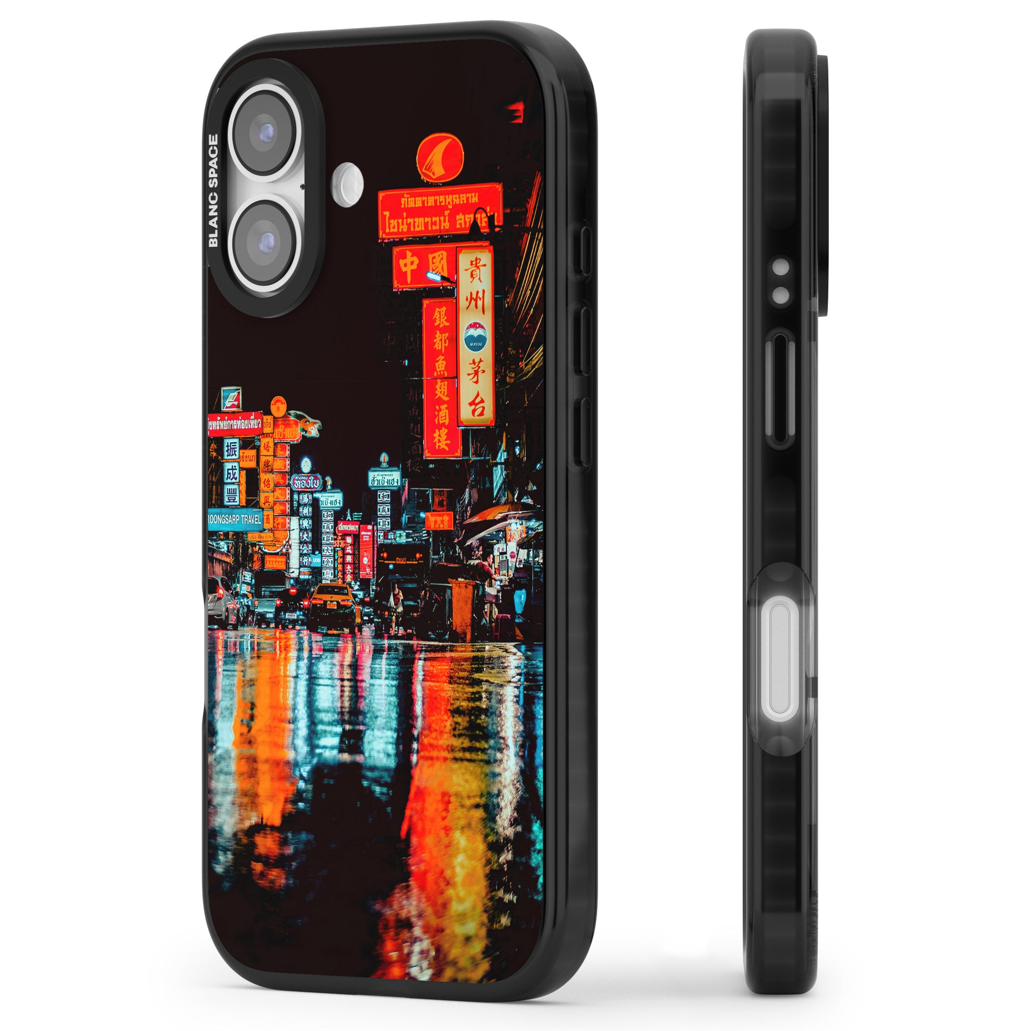 Neon City iPhone 17 Impact Pro Black Phone Case Side Profile