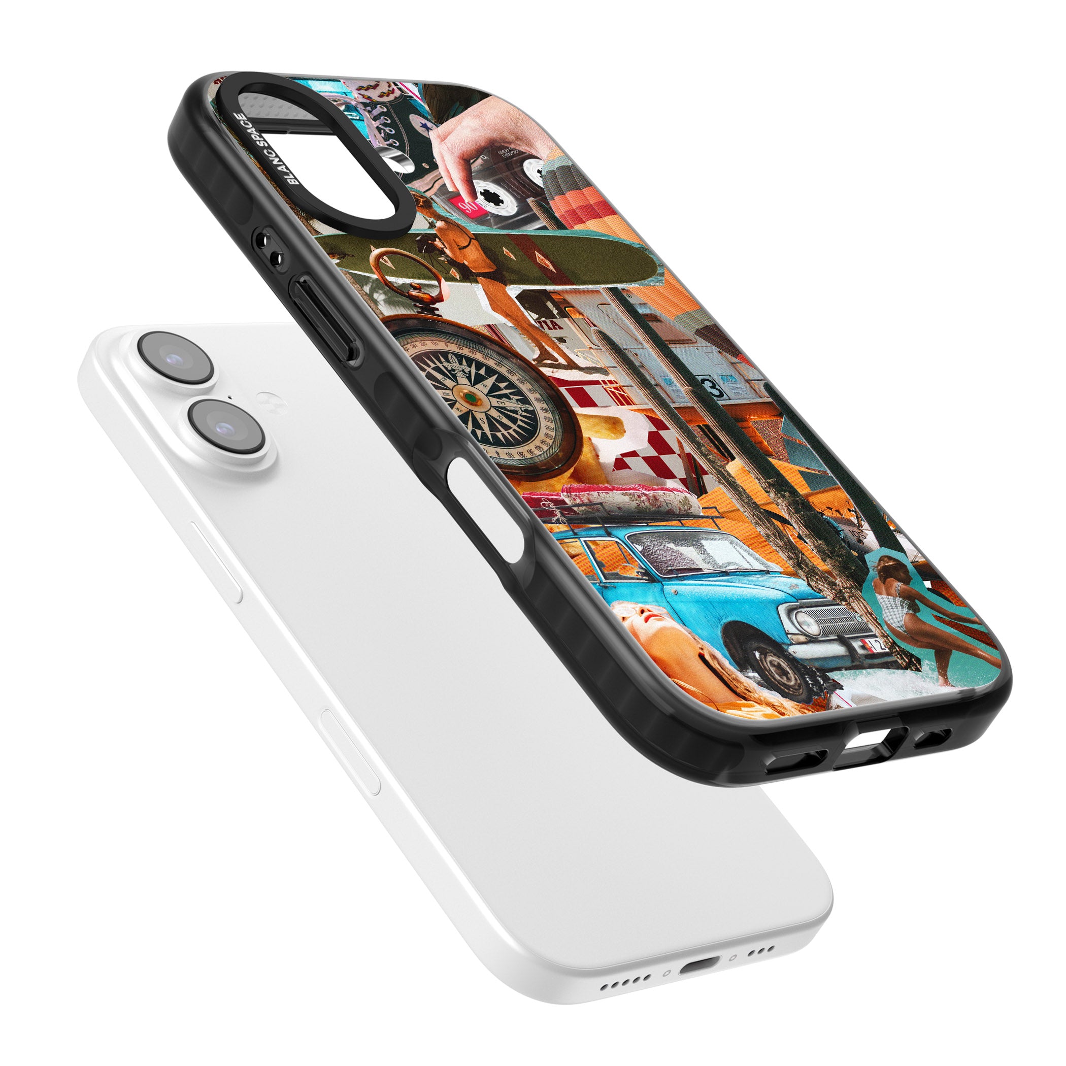 Vintage Collage: Road Trip iPhone 17 Impact Pro Black Phone Case Colours