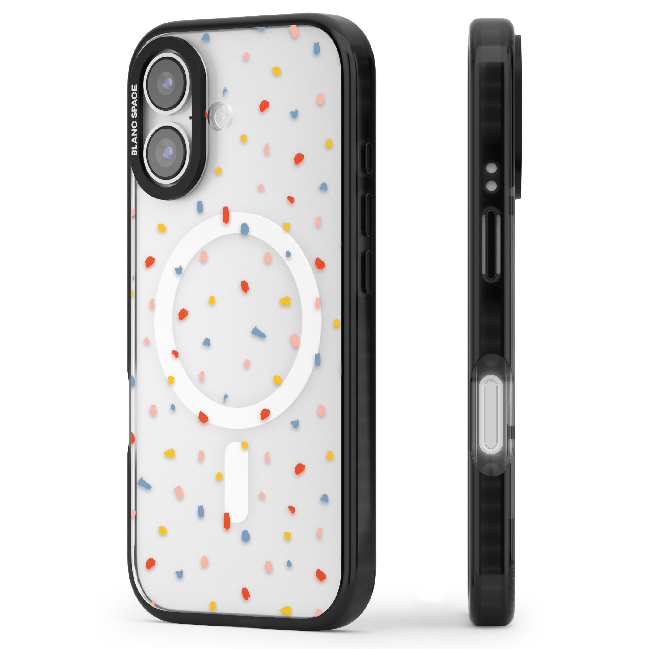Small Confetti iPhone 17 Impact Pro Black Phone Case Side Profile