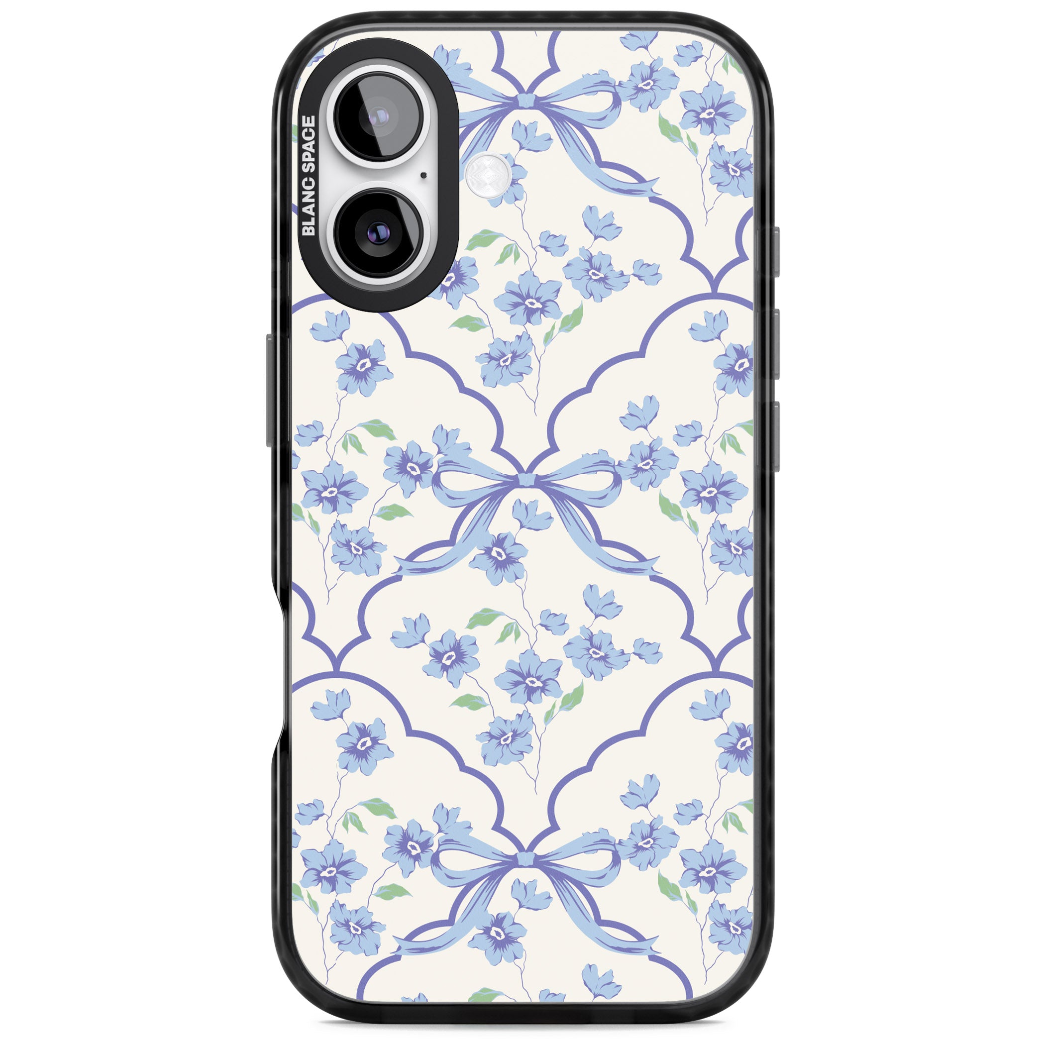 Blue Cottage Floral iPhone 17 Impact Pro Black Phone Case