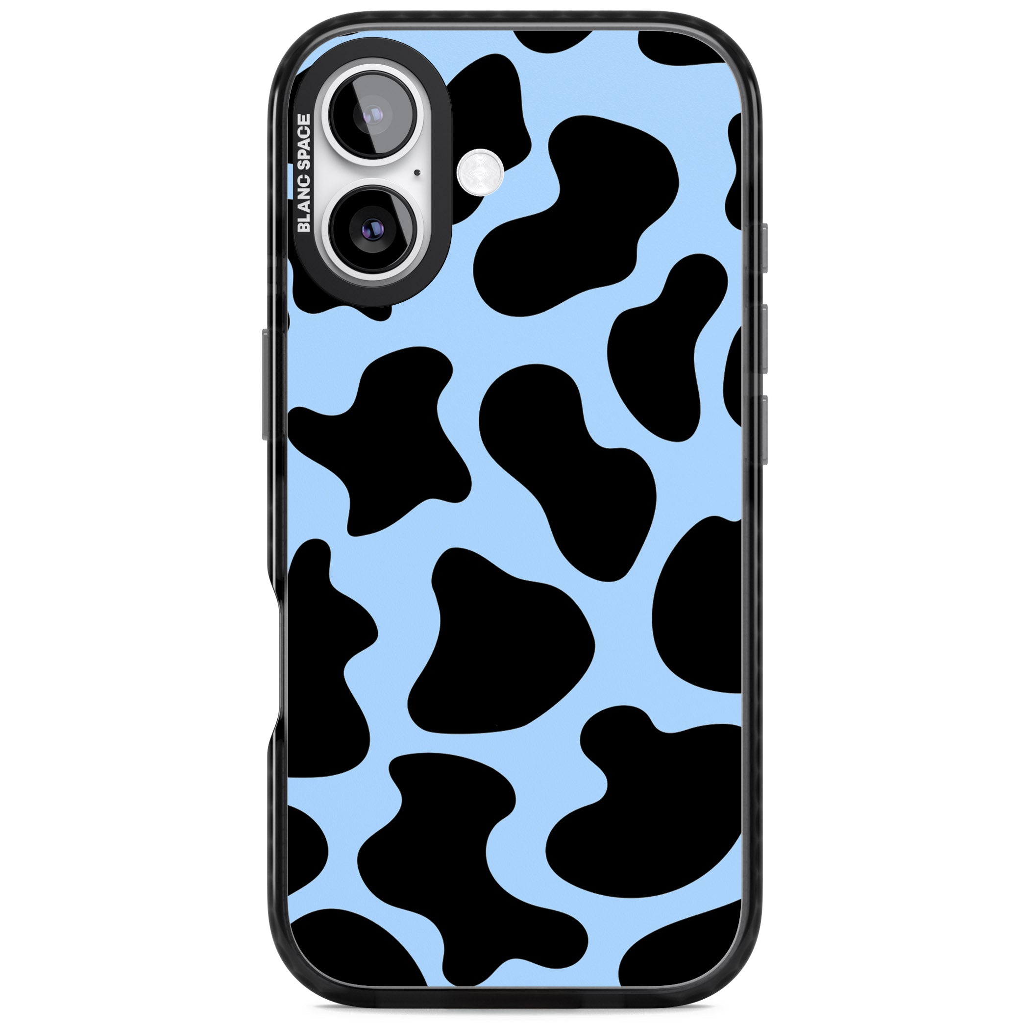 Blue And Black Cow Print iPhone 17 Impact Pro Black Phone Case