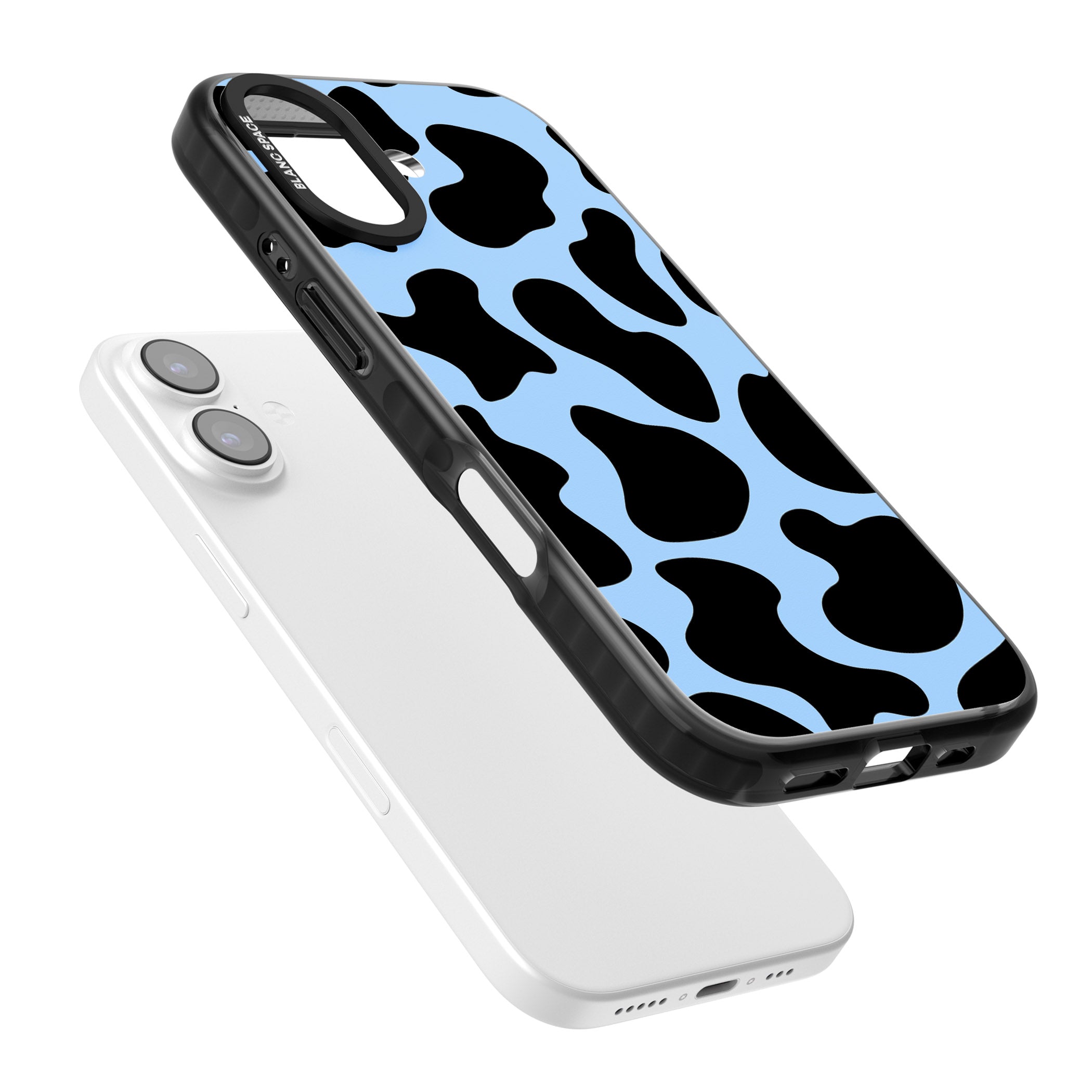 Blue And Black Cow Print iPhone 17 Impact Pro Black Phone Case Colours