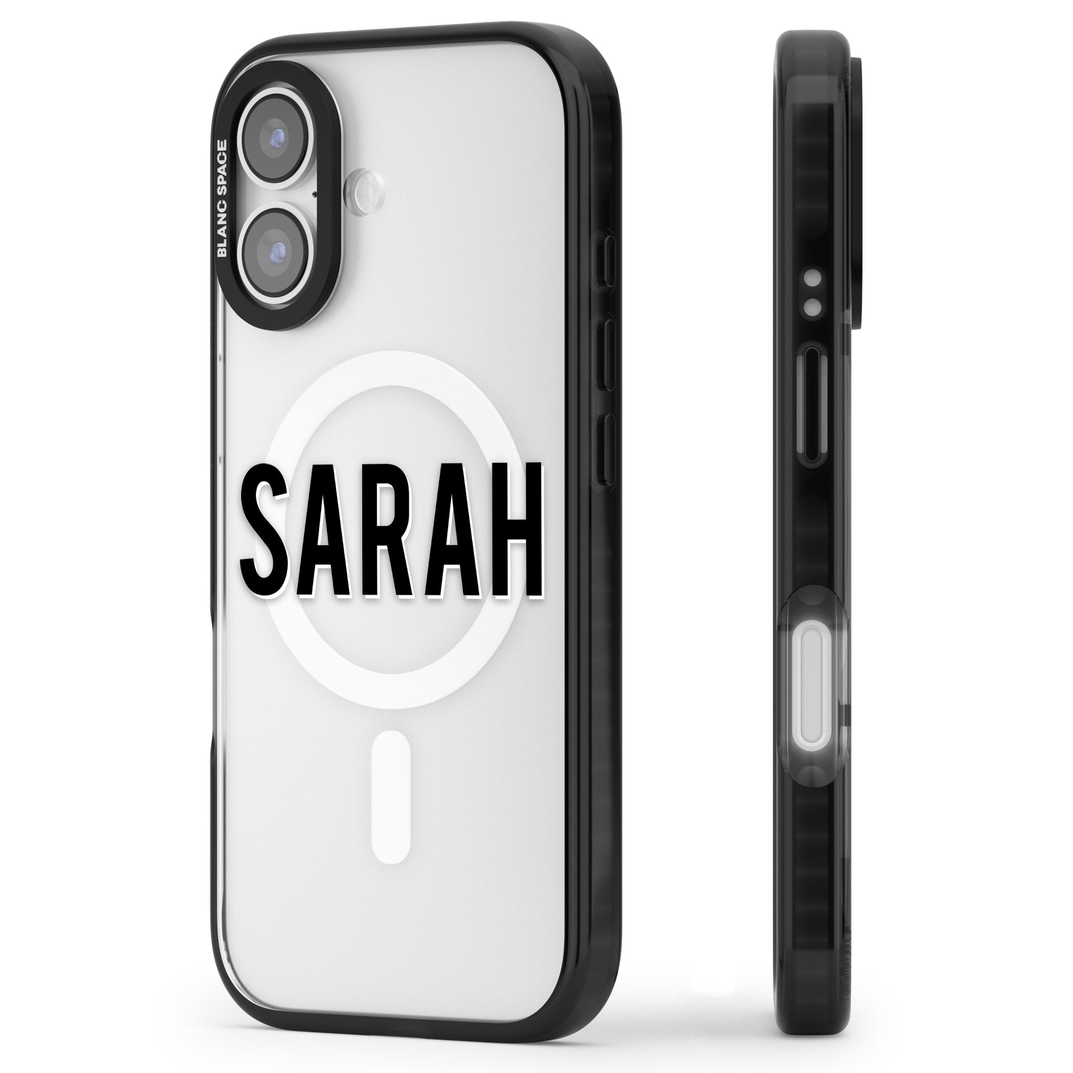 Personalised Clear Name iPhone 17 Impact Pro Black Phone Case Side Profile