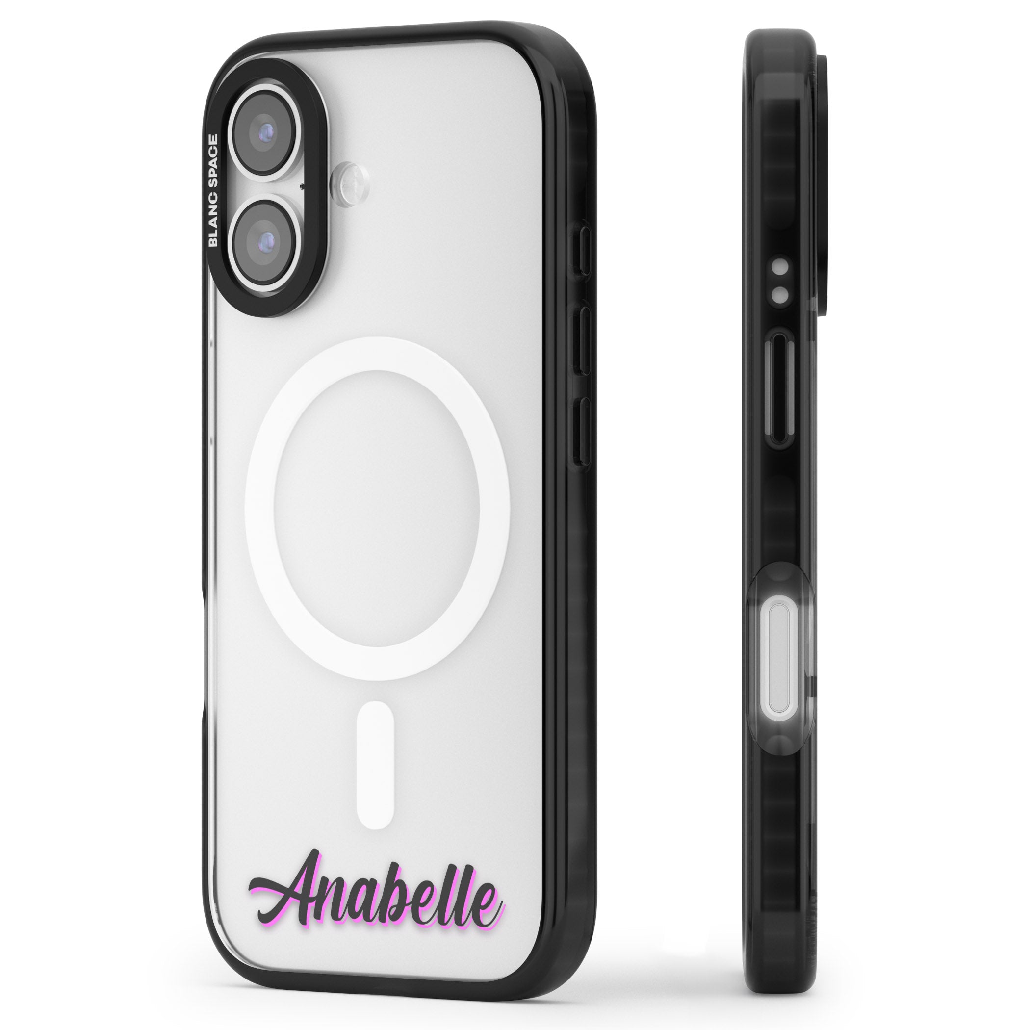 Personalised Cute Bottom Name iPhone 17 Impact Pro Black Phone Case Side Profile
