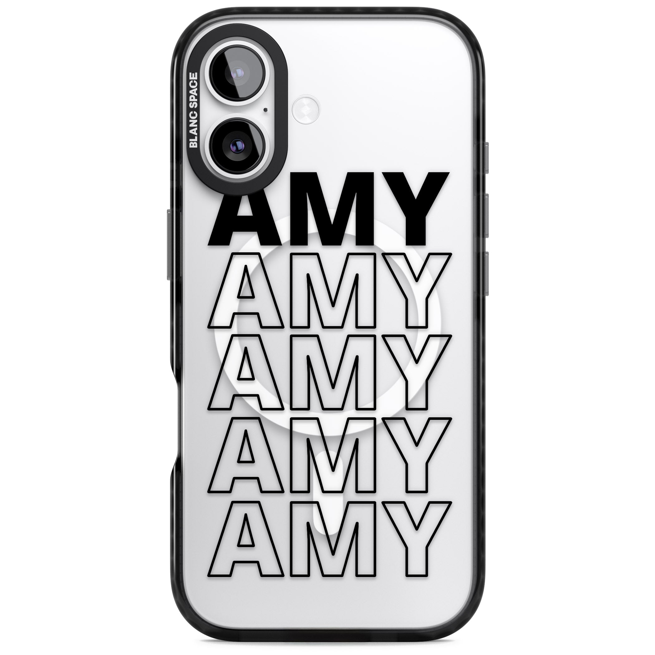 Personalised Bold Name Repetition iPhone 17 Impact Pro Black Phone Case