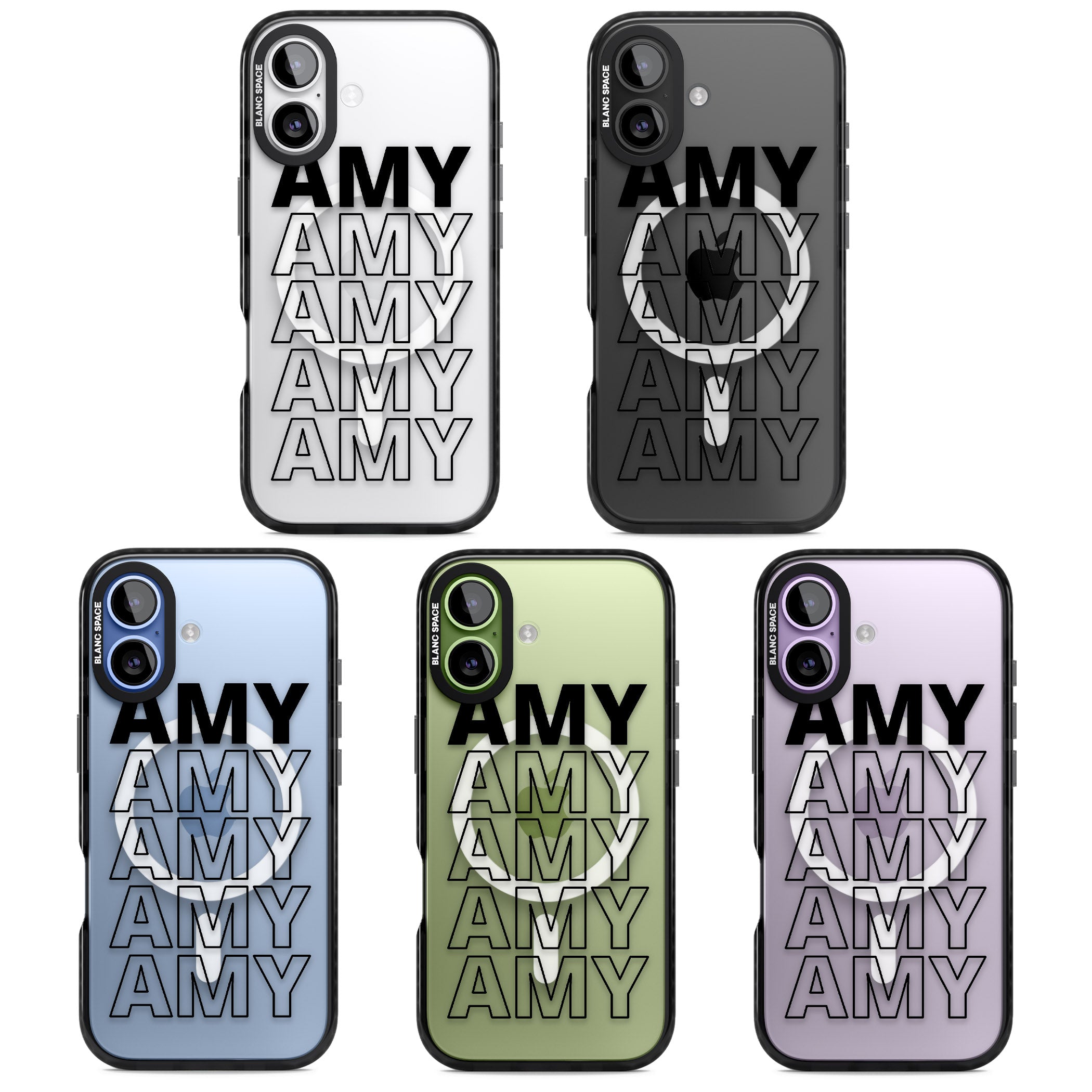 Personalised Bold Name Repetition iPhone 17 Impact Pro Black Phone Case APT Impact Protection