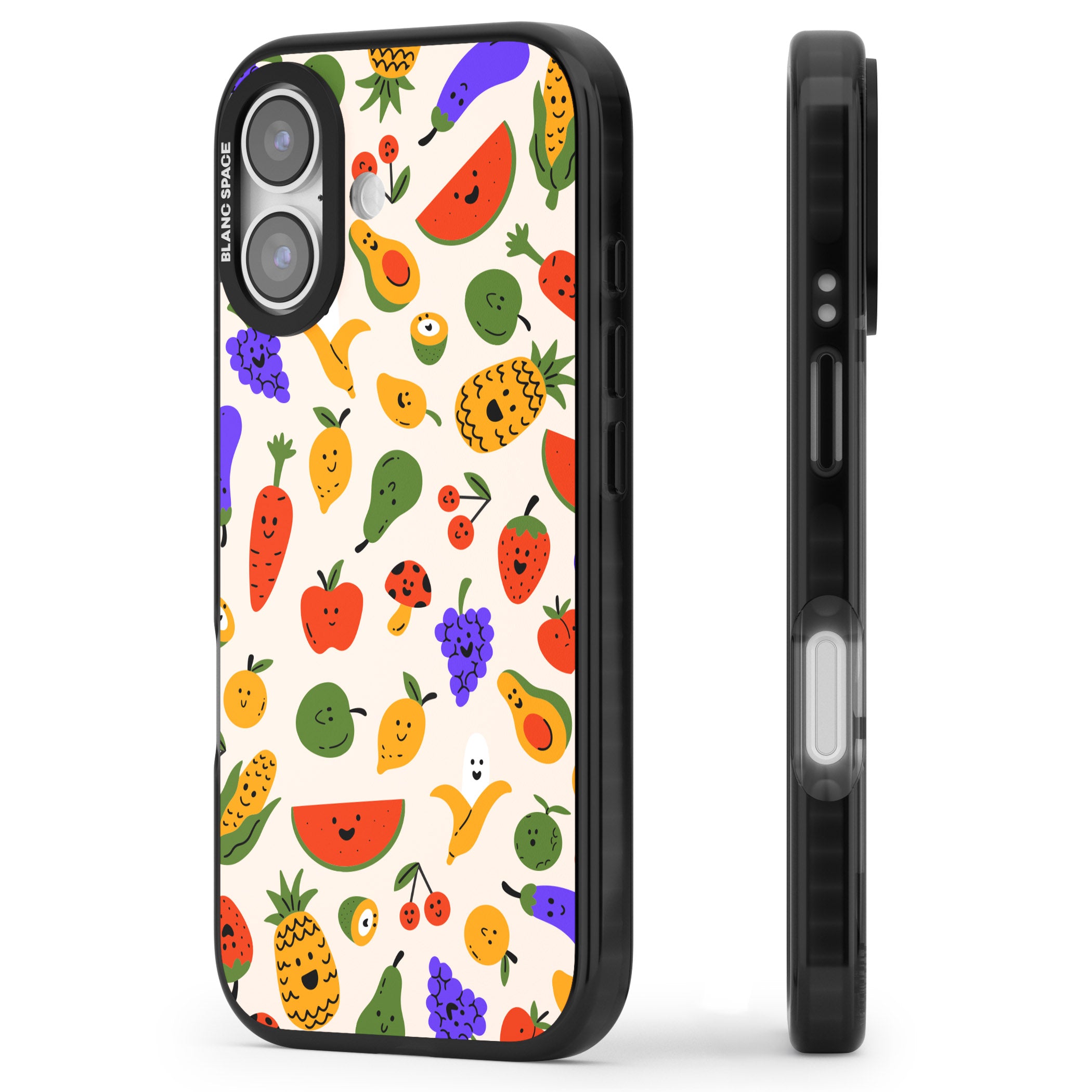 Kawaii Fruit iPhone 17 Impact Pro Black Phone Case Side Profile